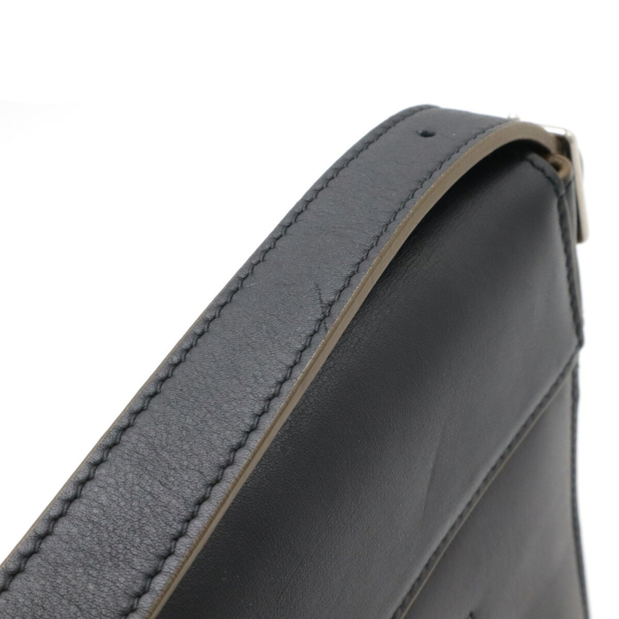 Celine Black Khaki White Leather Suede Clutch Bag Shoulder Bag (Pre-Owned)