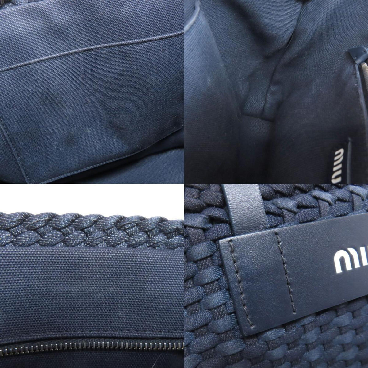 Miu Miu Blue Canvas Tote Bag (Pre-Owned)
