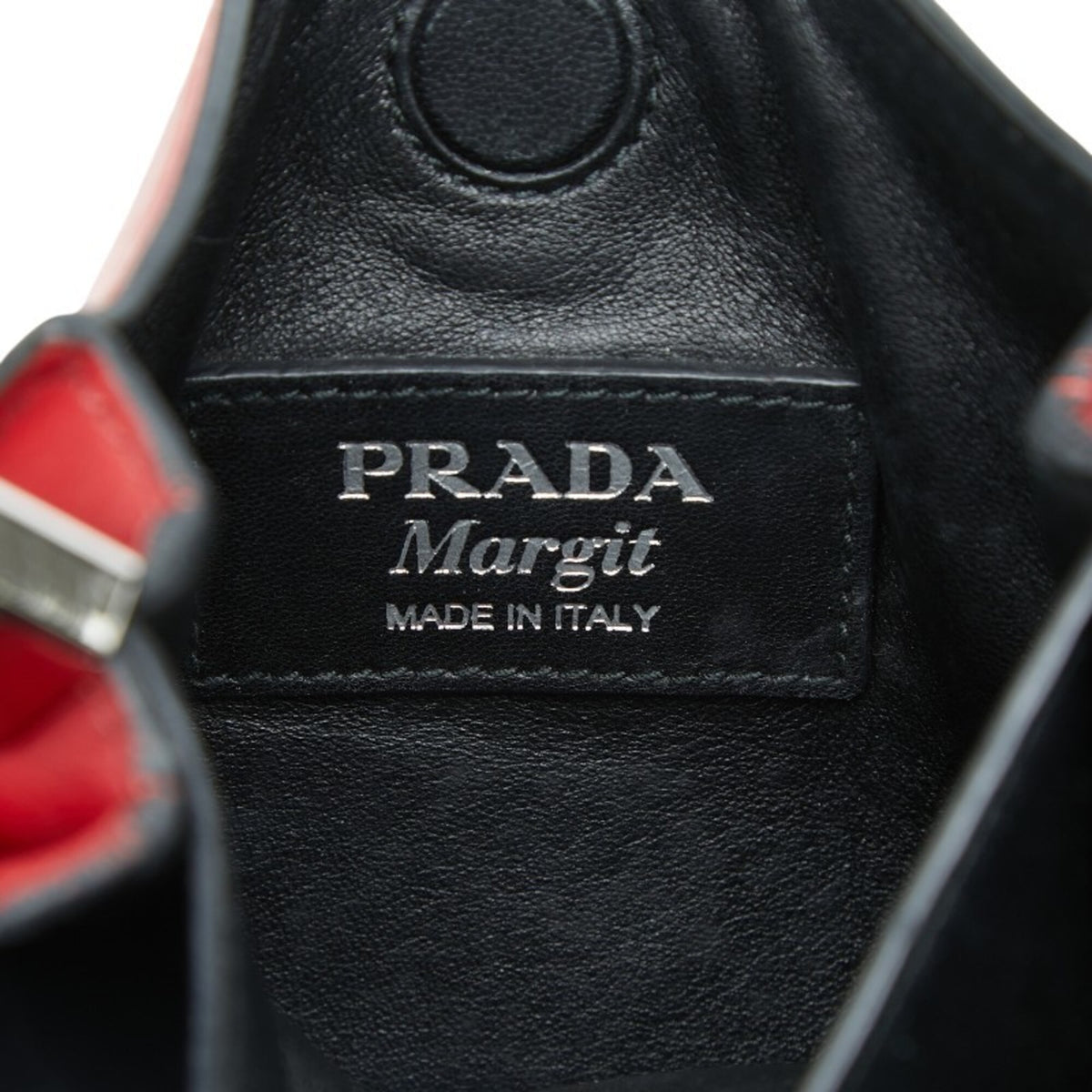 Prada Red Color Leather Handbag Shoulder Bag (Pre-Owned)