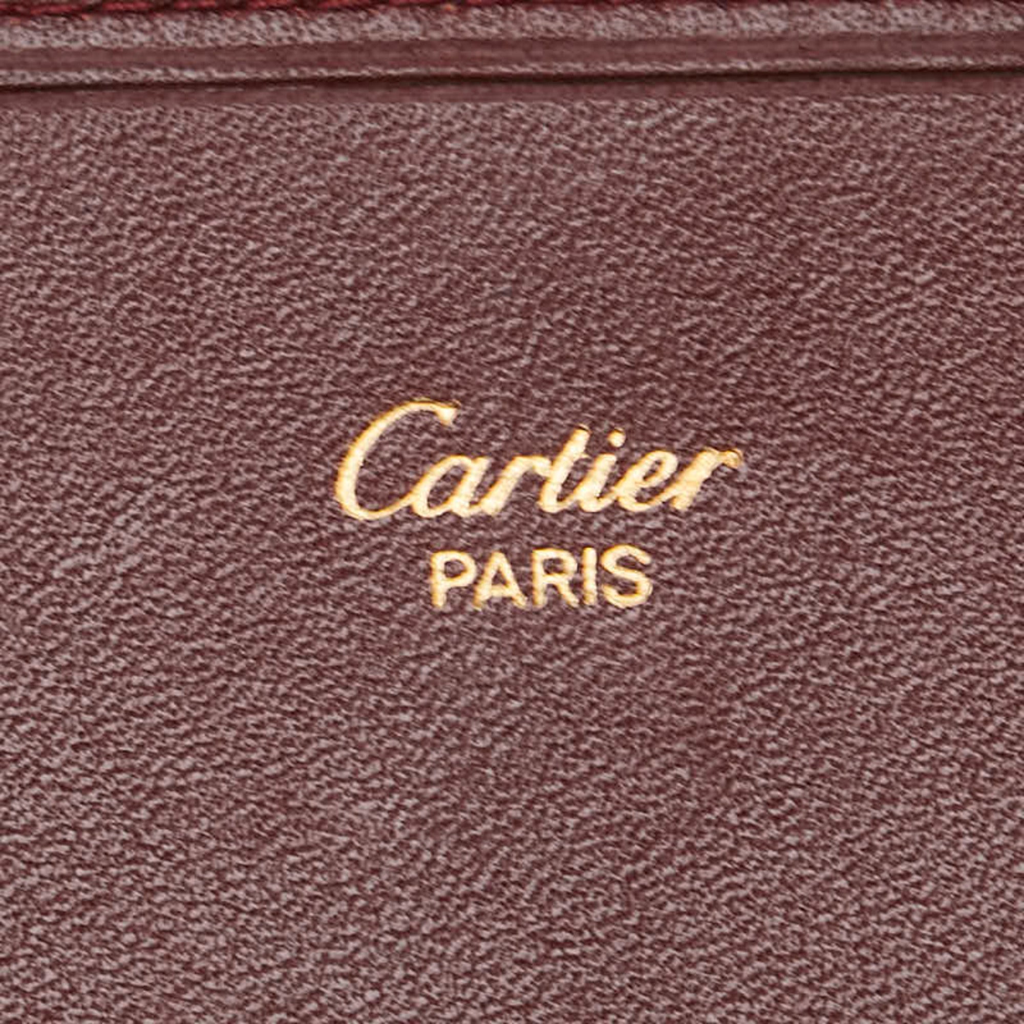Cartier Must Bordeaux Wine Red Leather Coin Purse/Coin Case (Pre-Owned)
