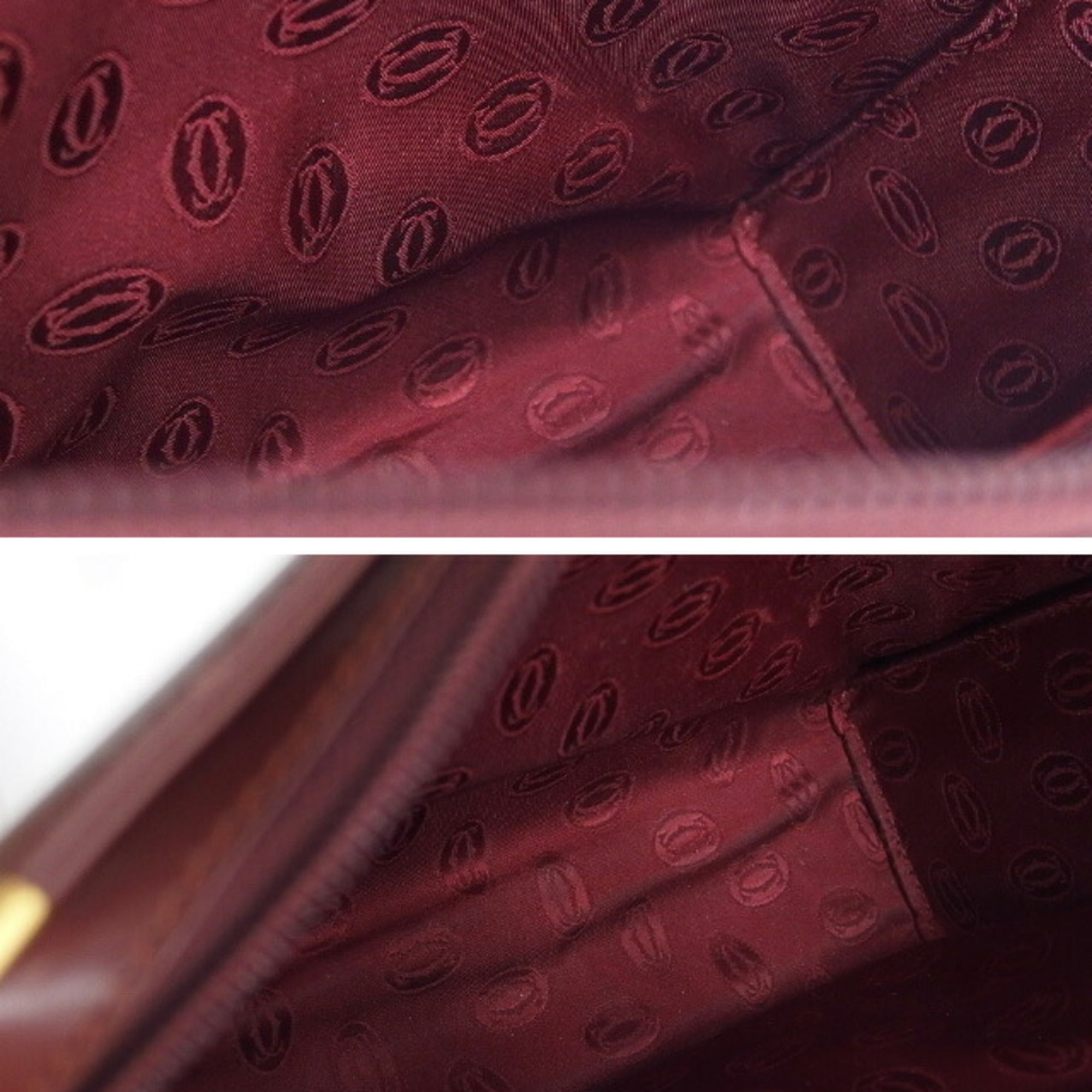 Cartier Bordeaux Red Color Leather Clutch Bag Pouch (Pre-Owned)