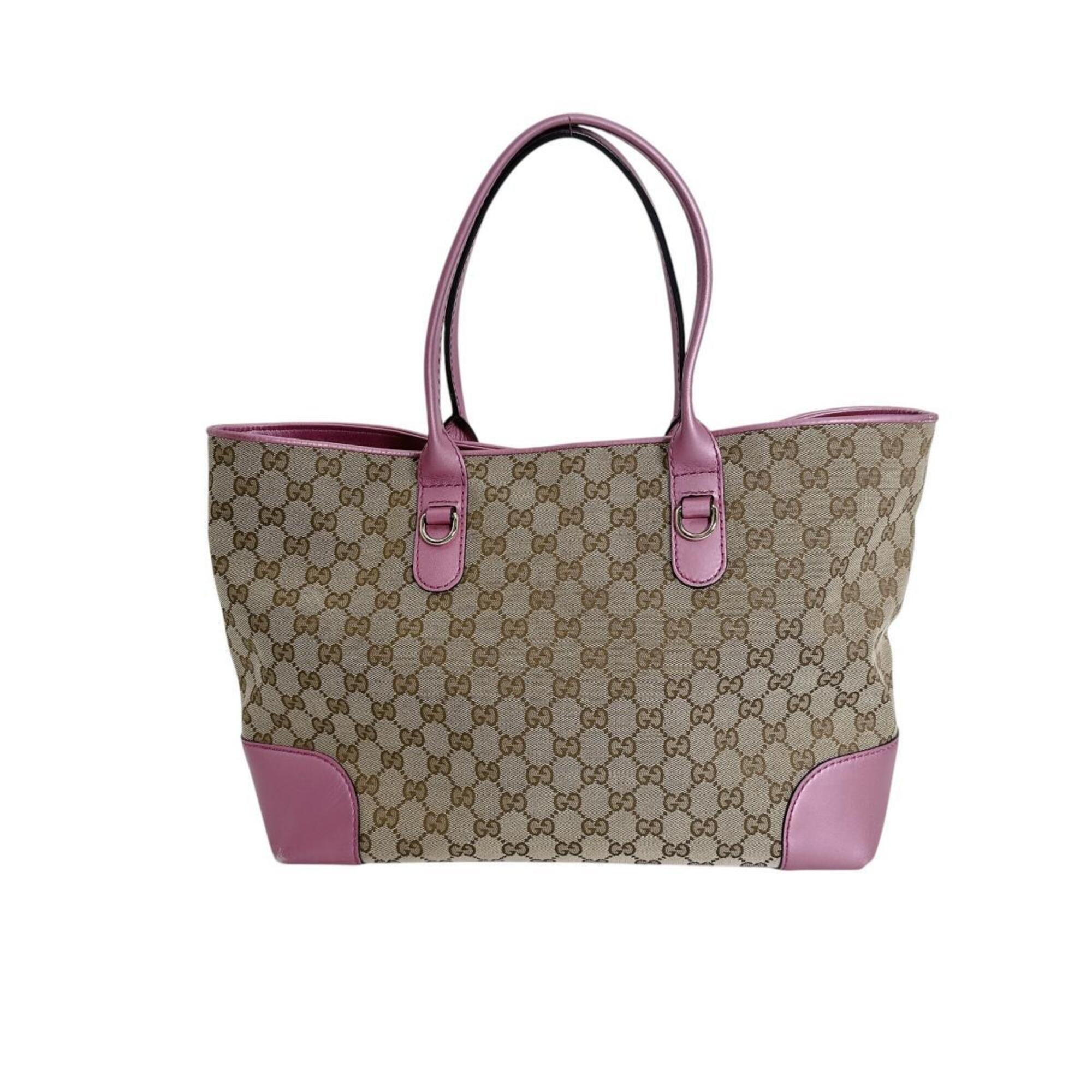 Gucci Brown Pink Gg Canvas Tote Bag (Pre-Owned)