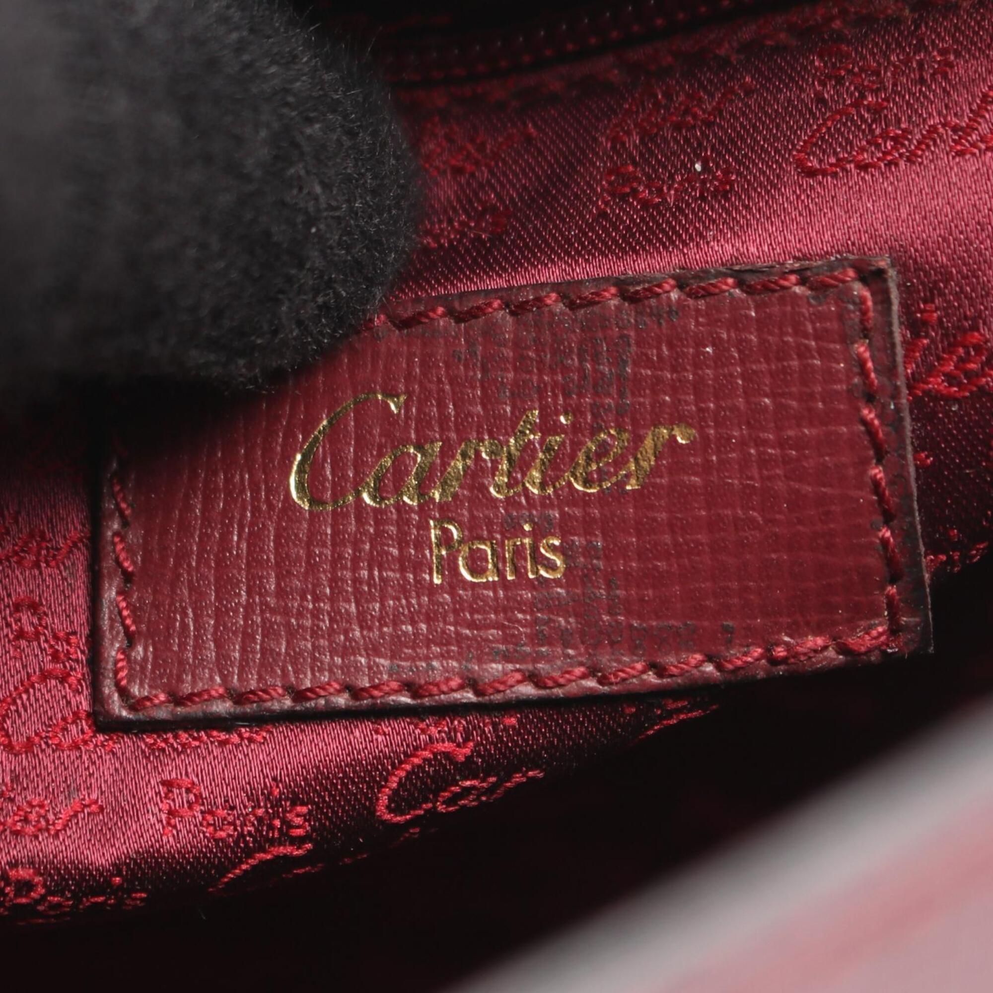 Cartier Bordeaux Leather Handbag Shoulder Bag (Pre-Owned)