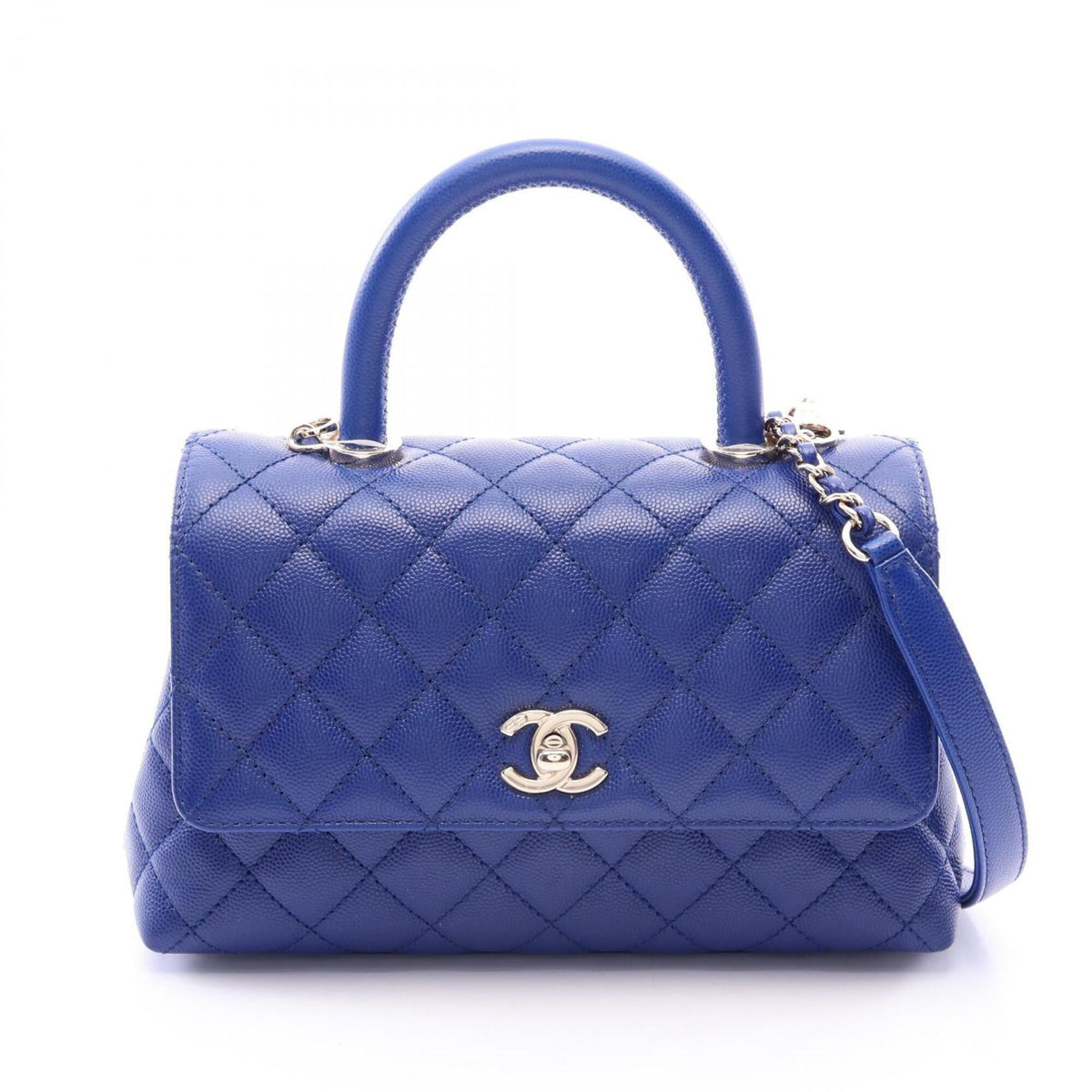 Chanel Blue Grained Calfskin Handbag (Pre-Owned)