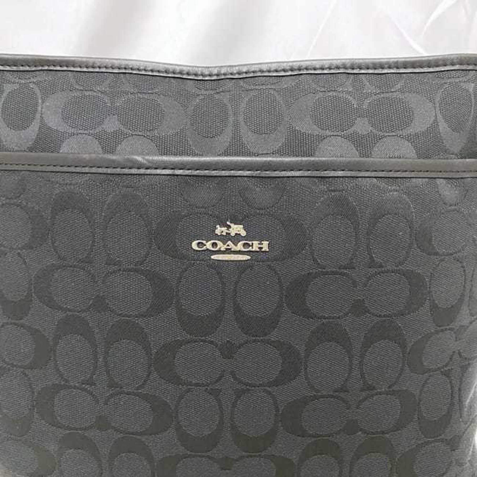 Coach Black Canvas Leather Shoulder Bag (Pre-Owned)