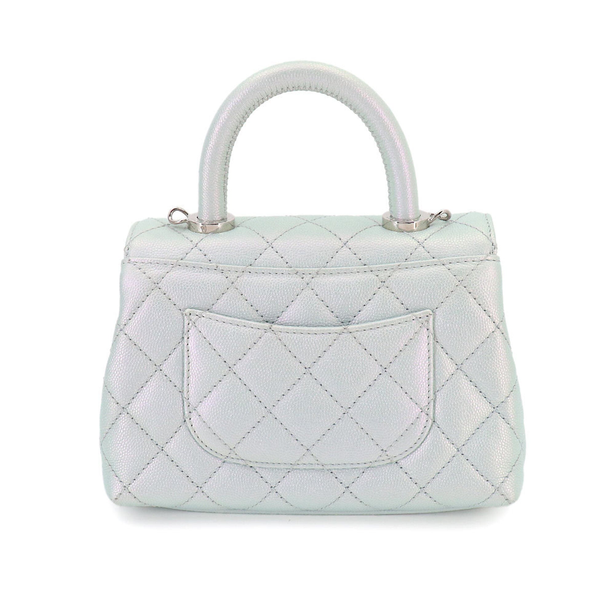 Chanel Metallic Blue Grained Calfskin Handbag (Pre-Owned)