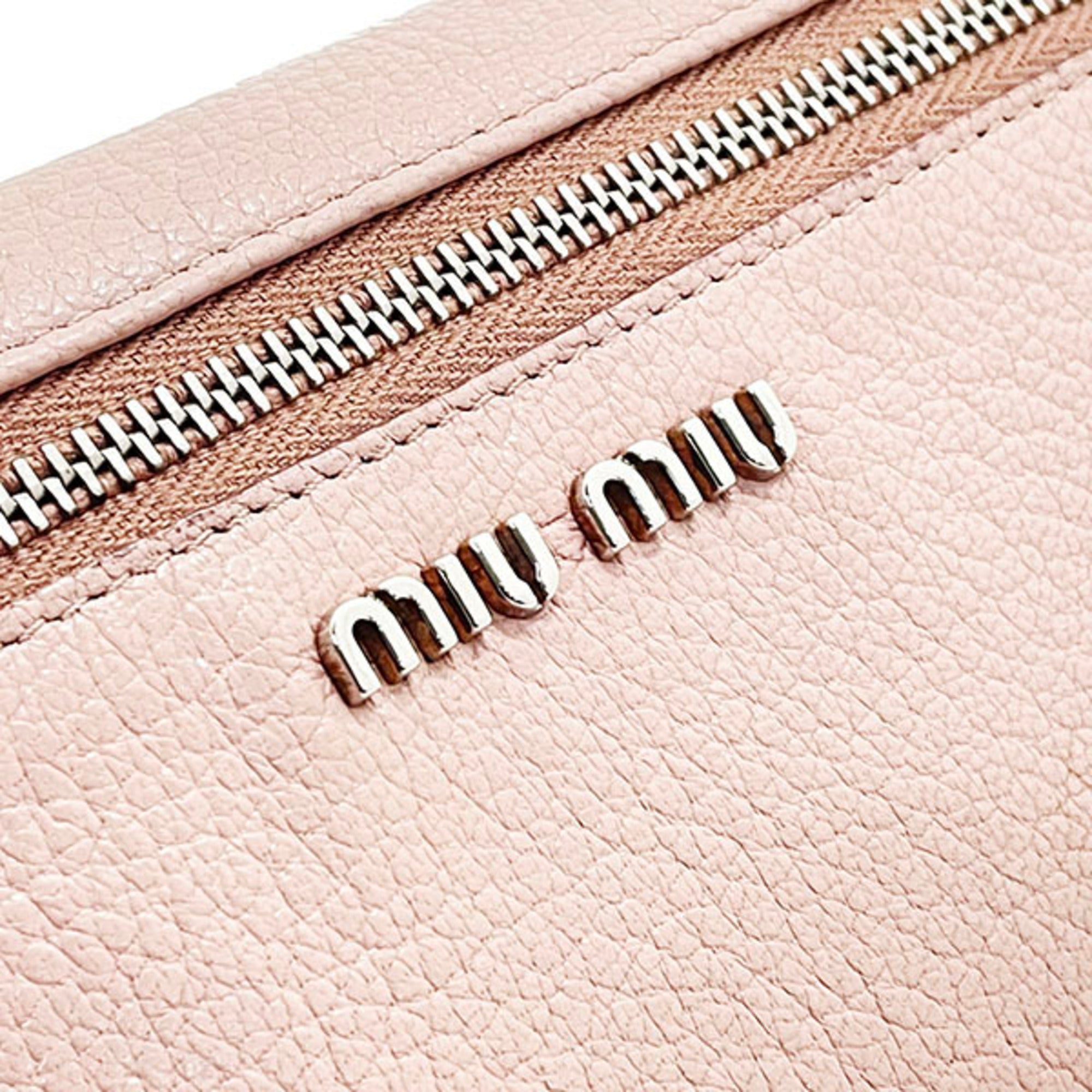Miu Miu Beige Pink Pink Leather Long Wallet (Bi-Fold) (Pre-Owned)