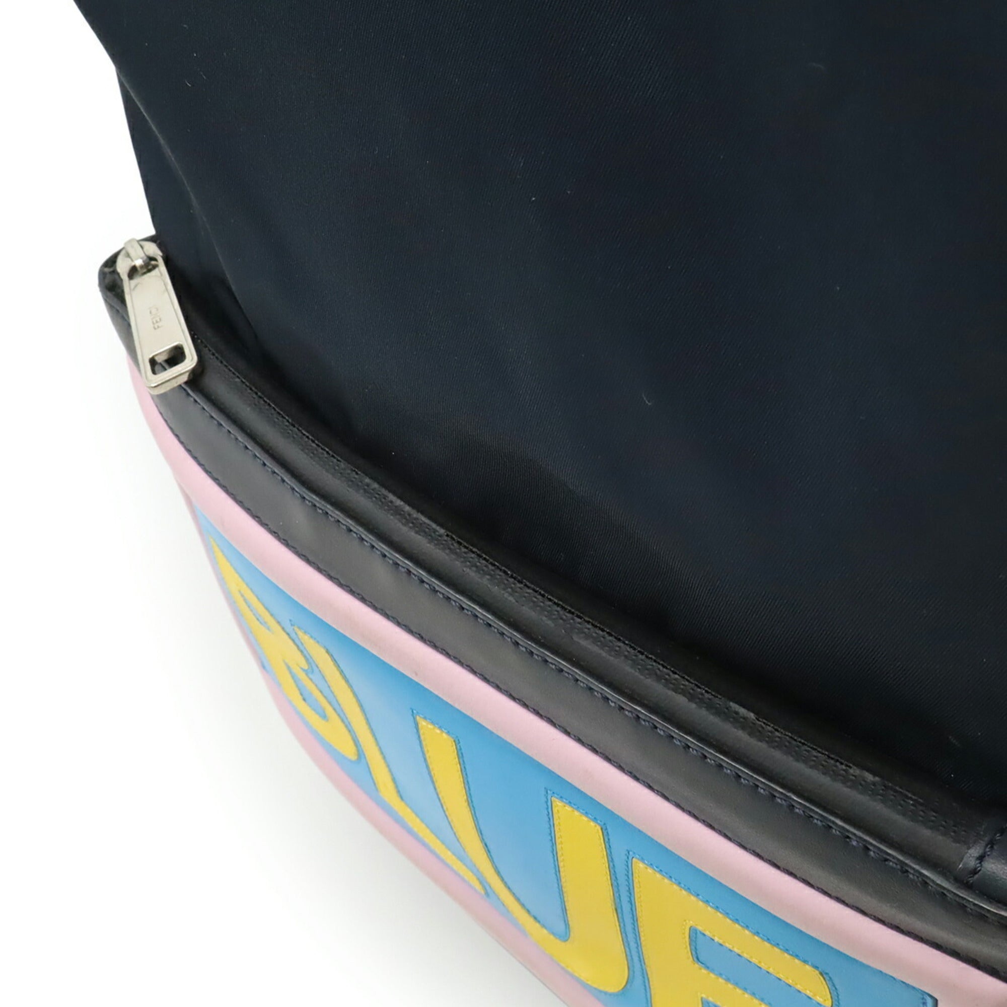 Fendi Blue Navy Pink Nylon Leather Backpack (Pre-Owned)