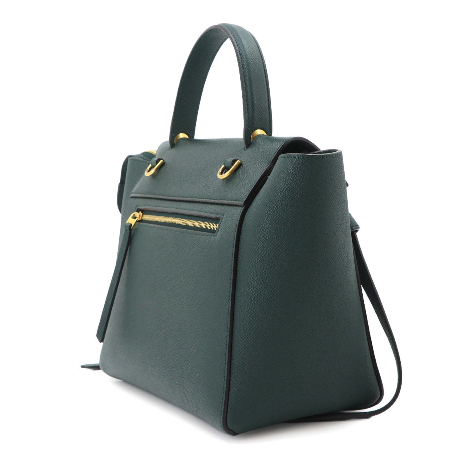 Celine Dark Green Leather Fanny Pack Handbag (Pre-Owned)