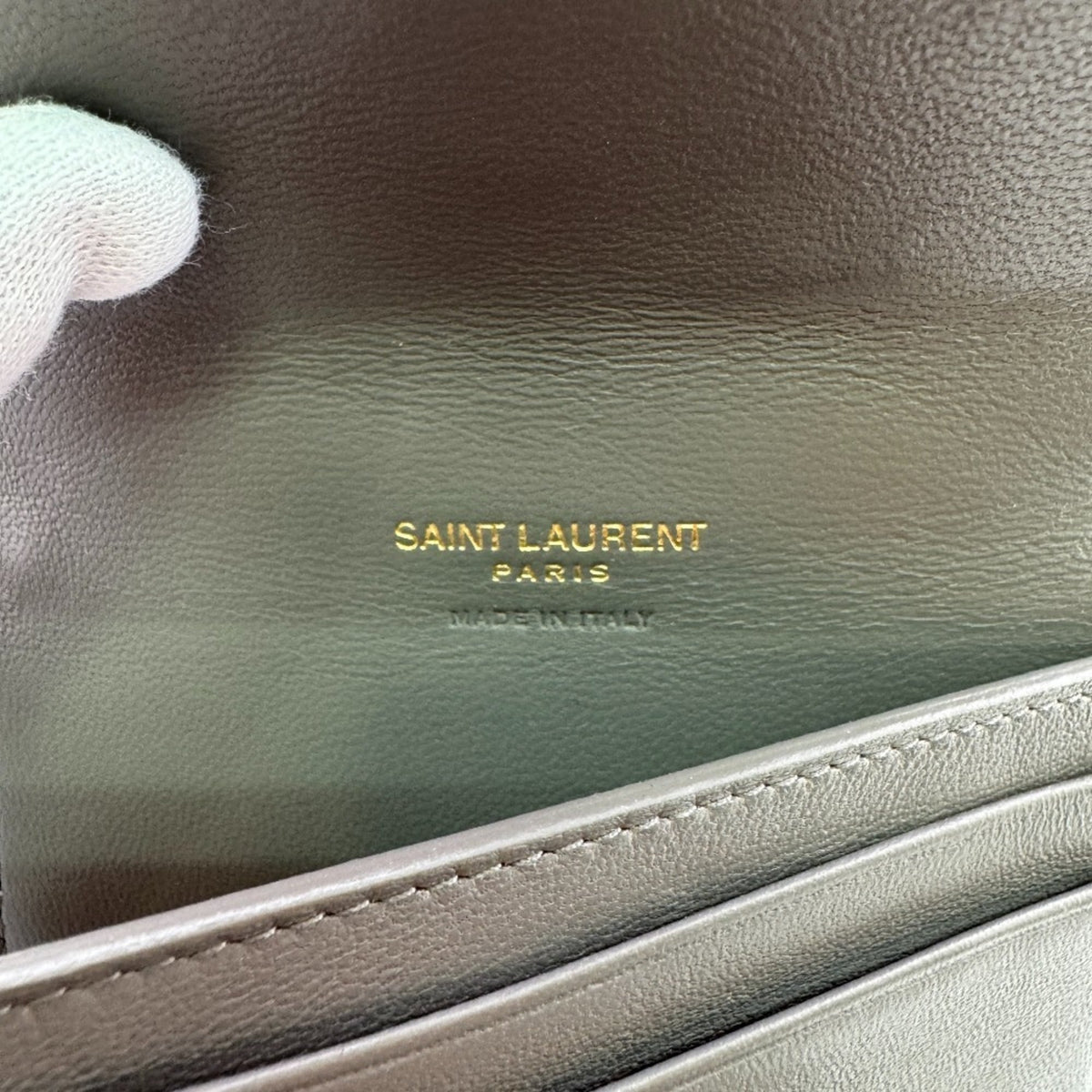 Saint Laurent Gray Leather Wallet (Tri-Fold) (Pre-Owned)