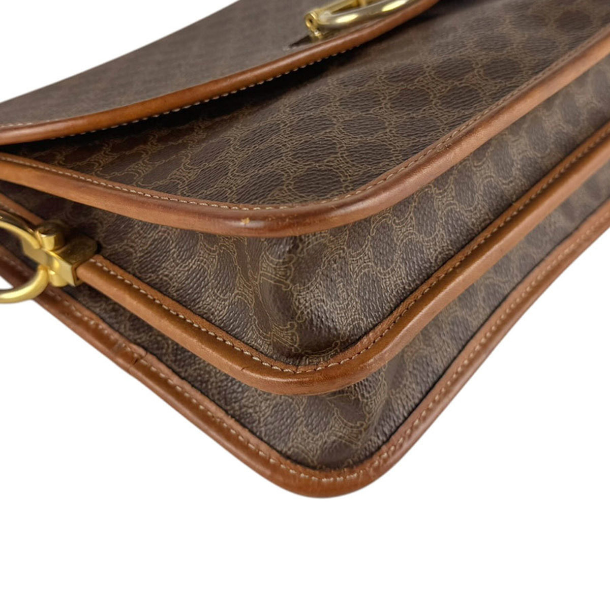 Celine Brown Coated Canvas Shoulder Bag (Pre-Owned)