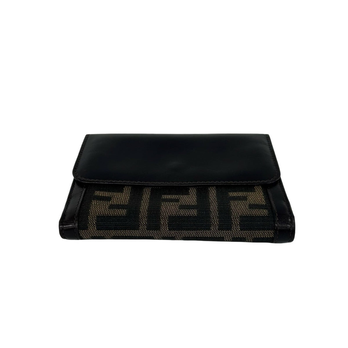 Fendi Black Brown Canvas Leather Wallet (Bi-Fold) (Pre-Owned)
