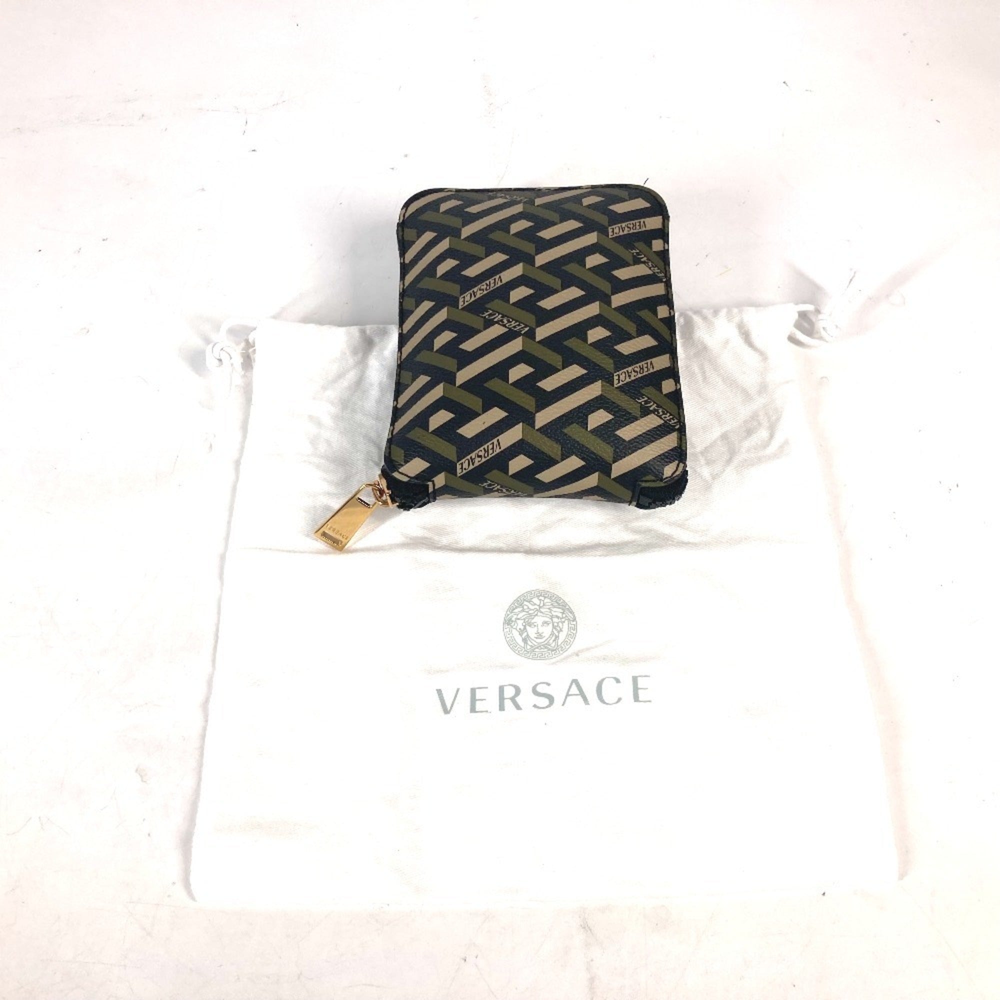 Versace Khaki Pink Leather Nylon Eco-Bag Shoulder Bag Tote Bag (Pre-Owned)