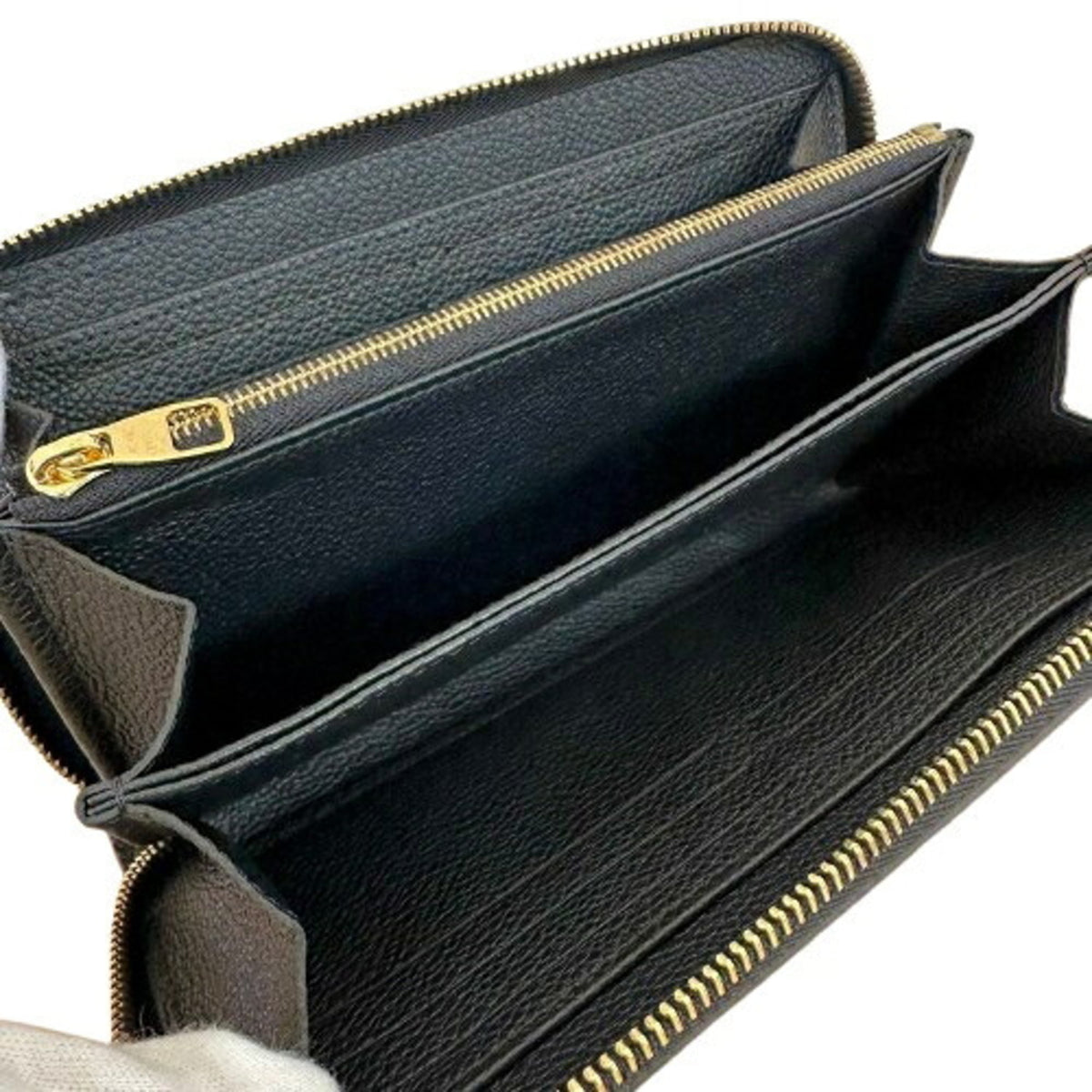 Louis Vuitton Black Leather Long Wallet (Bi-Fold) (Pre-Owned)