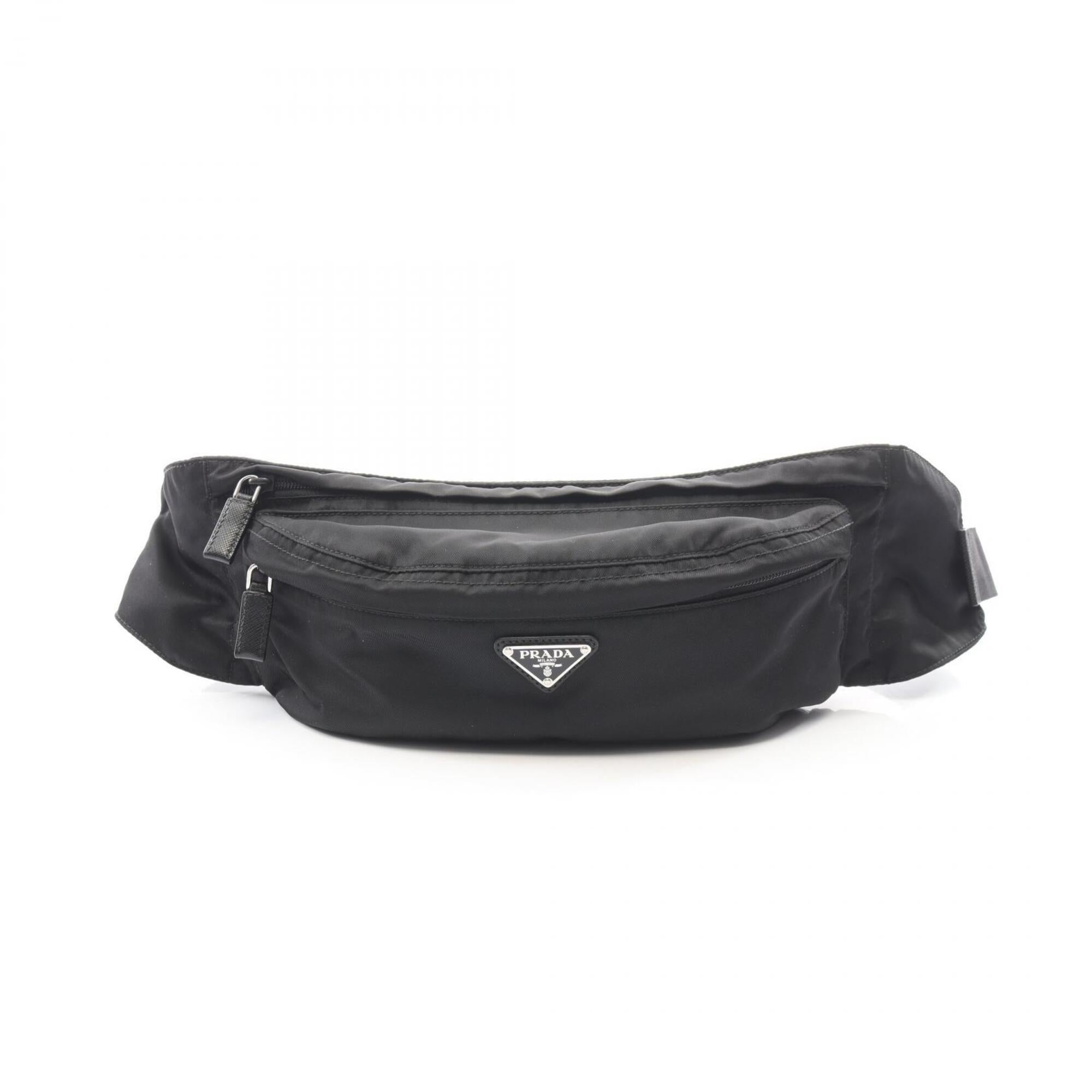 Prada Black Nylon Leather Fanny Pack Handbag (Pre-Owned)