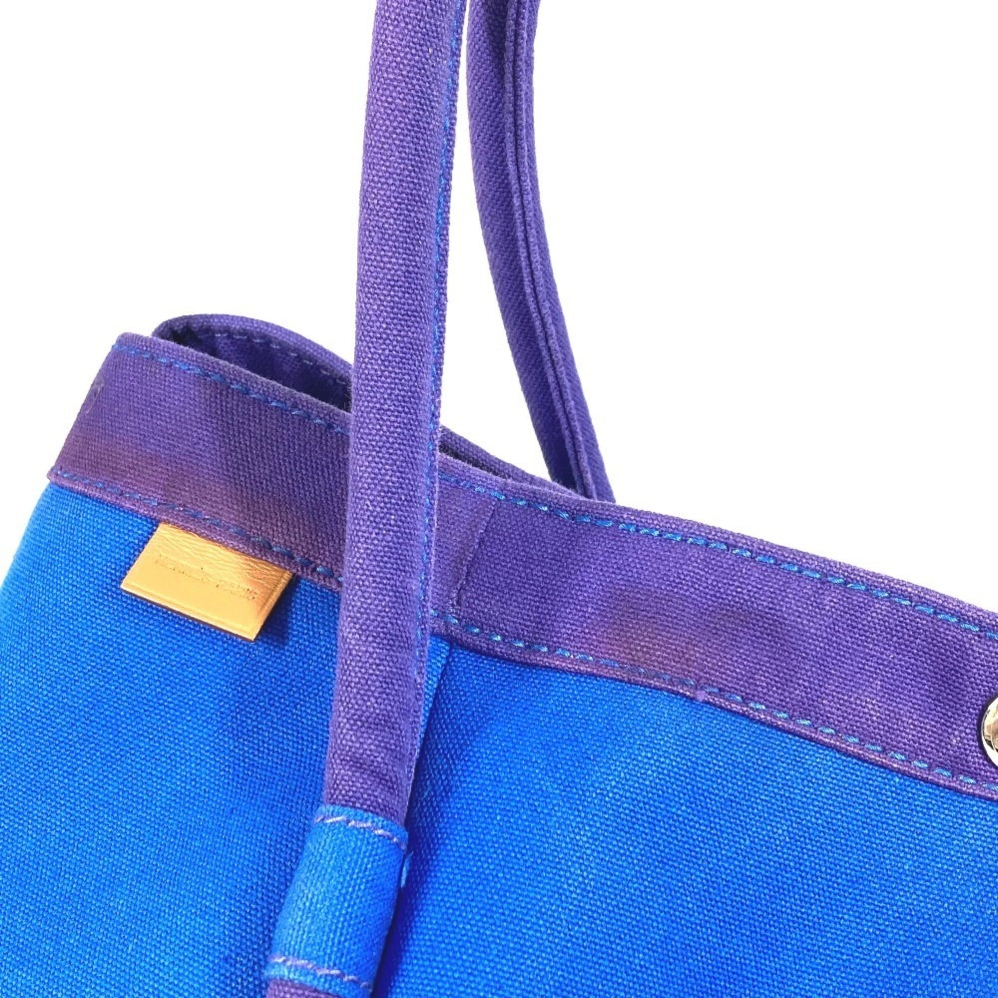 Hermes Blue Canvas Handbag Tote Bag (Pre-Owned)