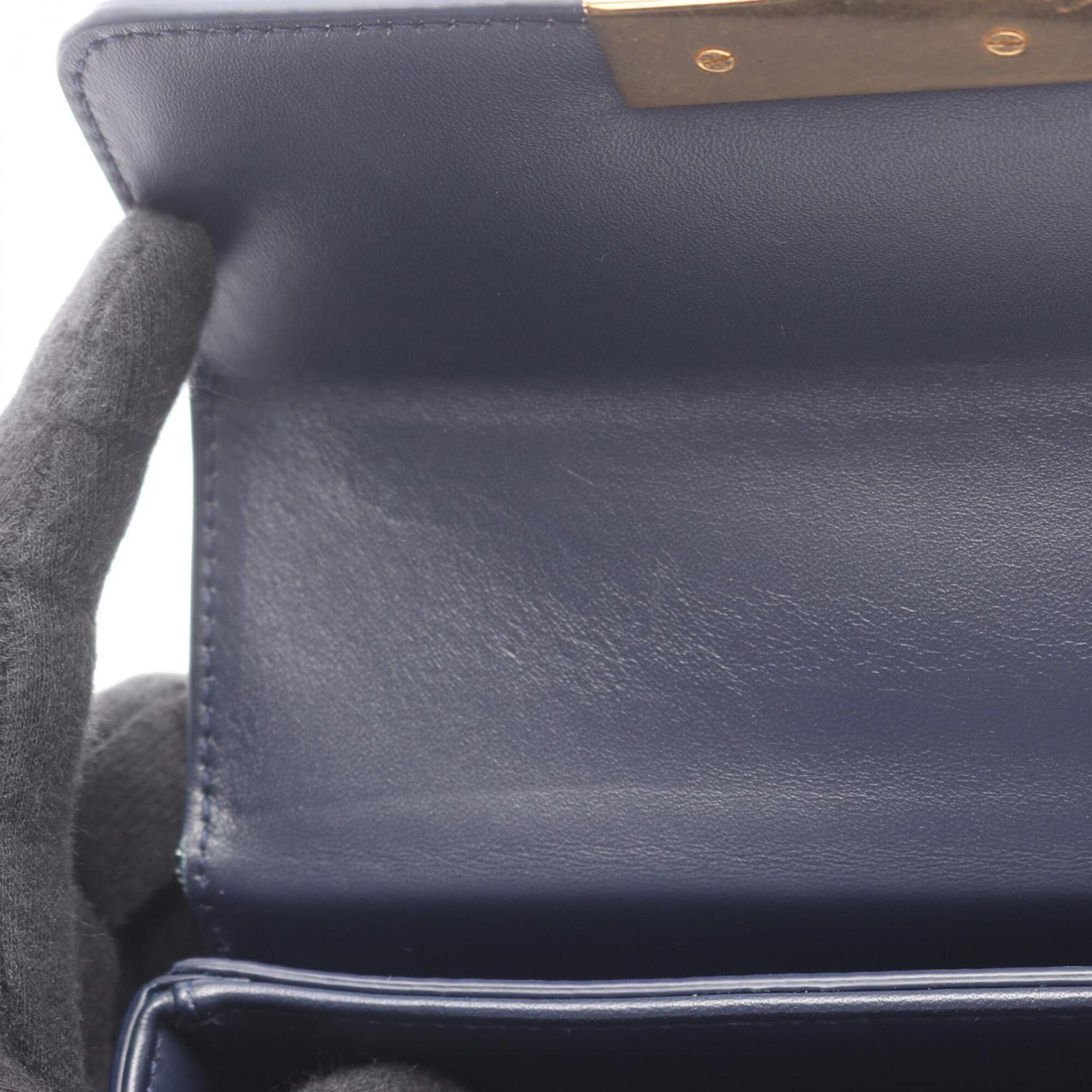 Christian Dior Navy Leather Handbag Shoulder Bag (Pre-Owned)