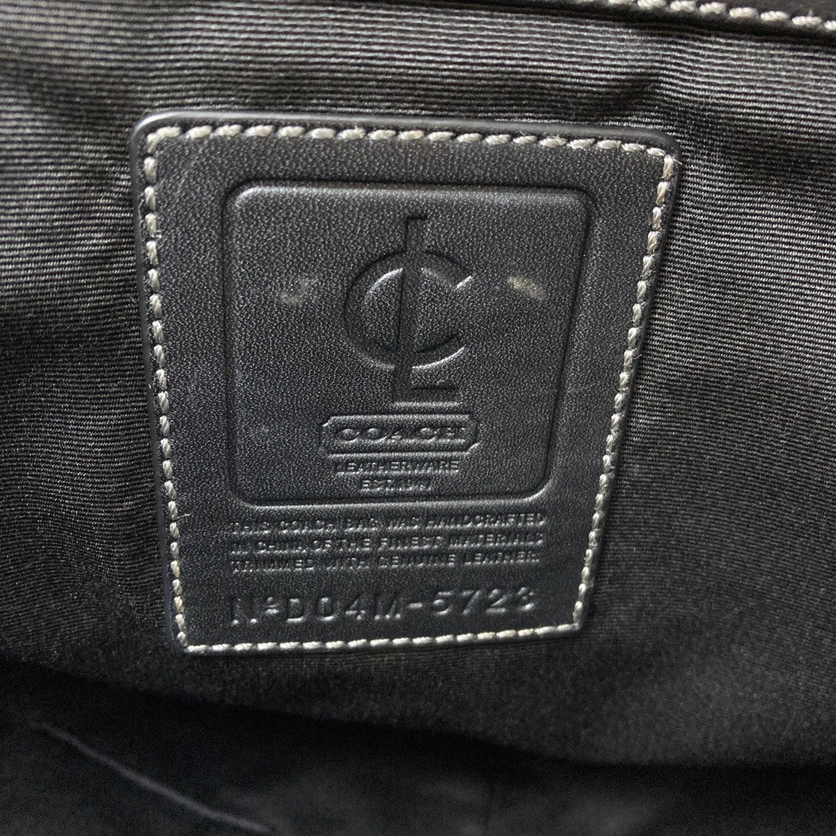 Coach Black Khaki Canvas Leather Handbag (Pre-Owned)