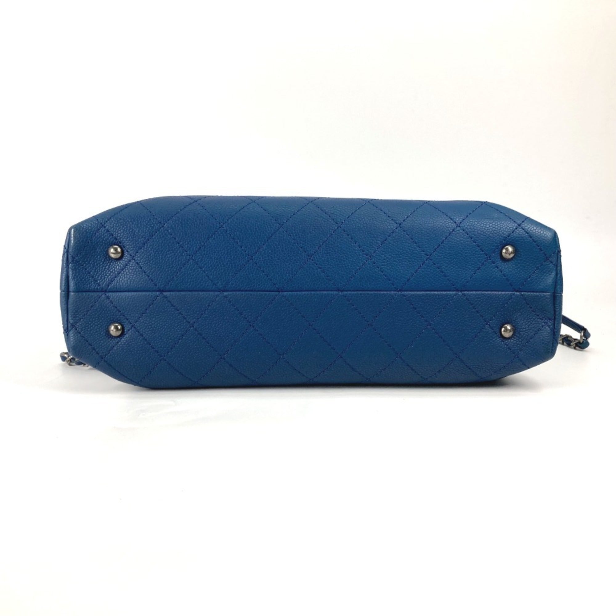 Chanel Blue Caviar Leather Handbag Shoulder Bag Tote Bag (Pre-Owned)
