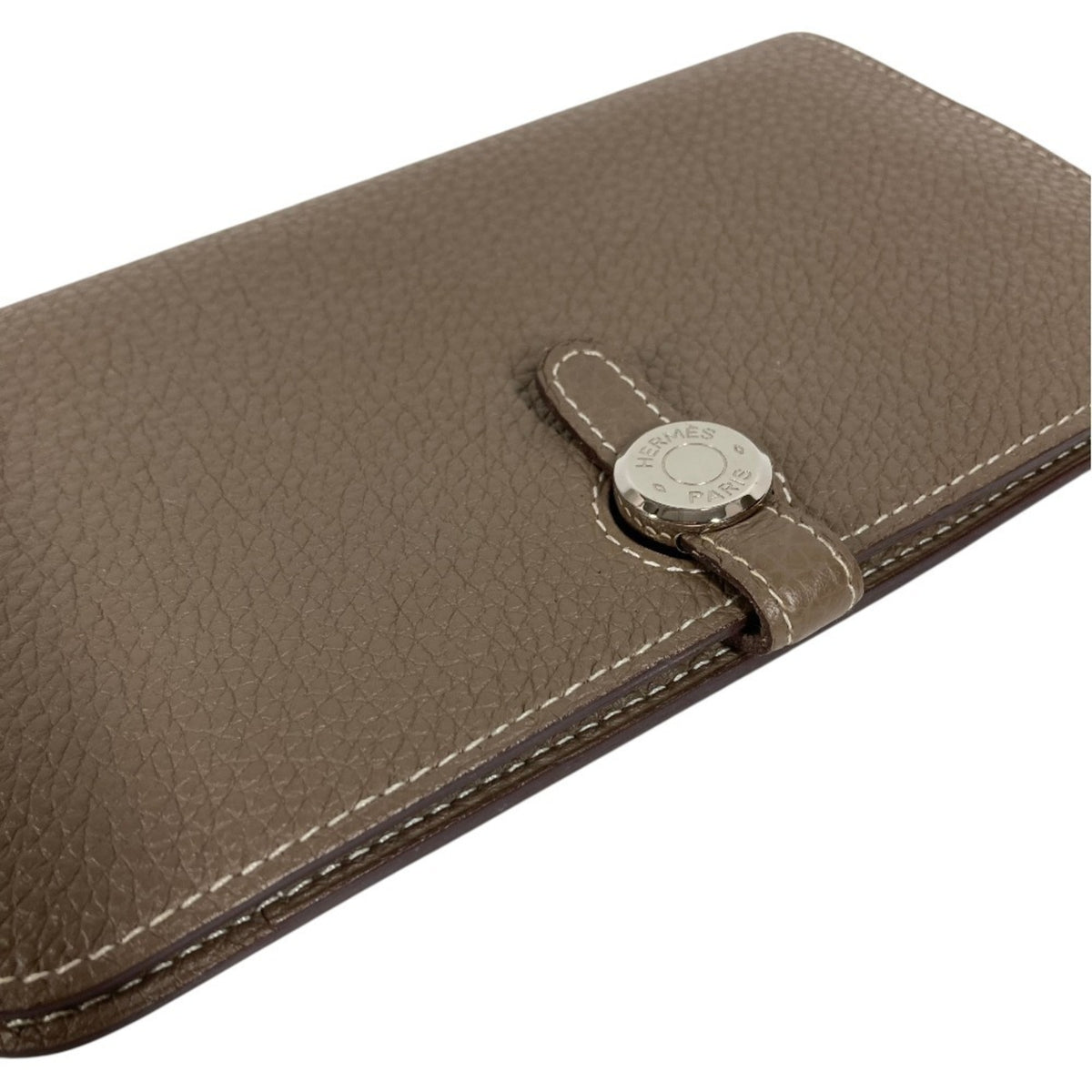 Hermes Etoupe Gray Gray Togo Leather Long Wallet (Bi-Fold) (Pre-Owned)