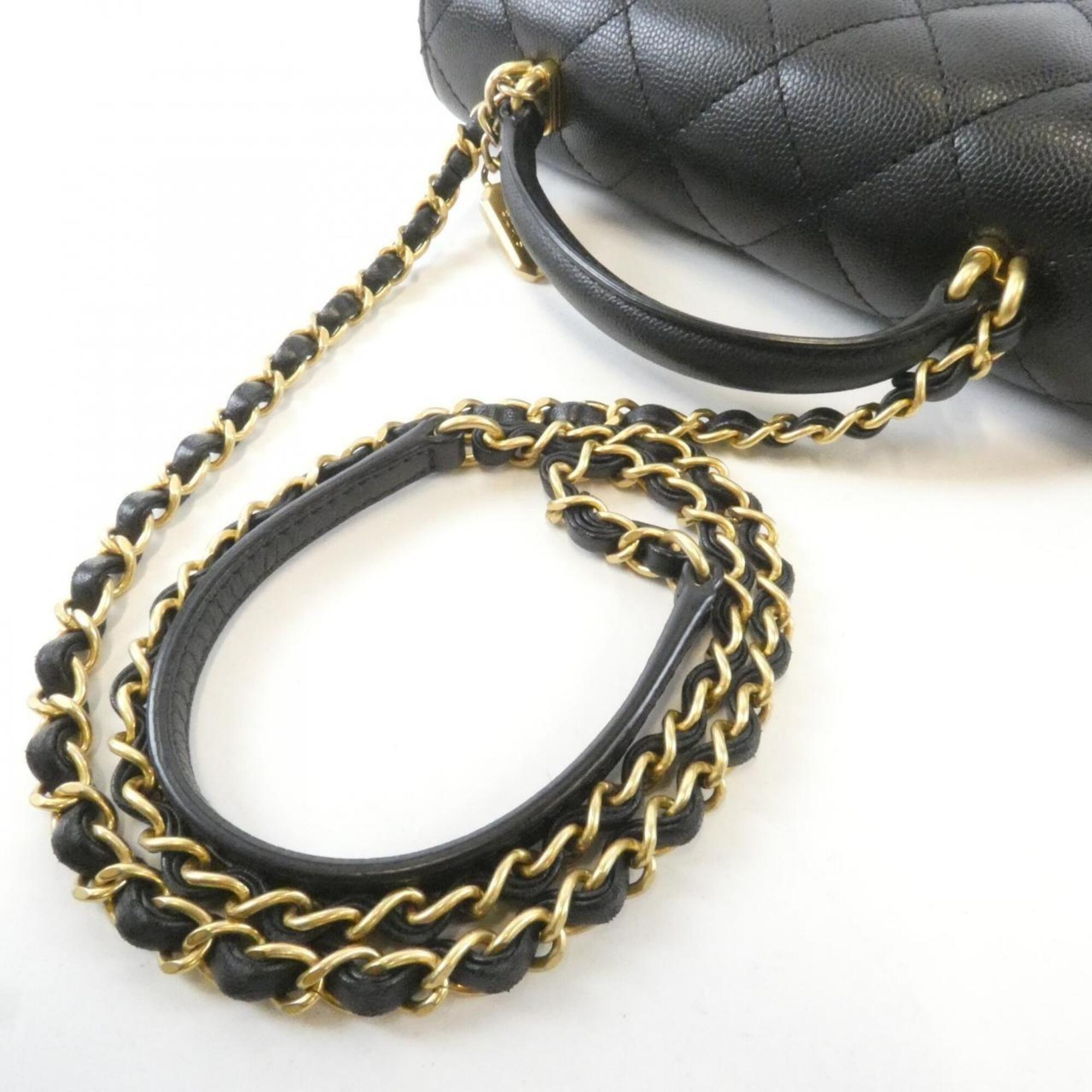 Chanel Black Grained Calfskin Handbag (Pre-Owned)