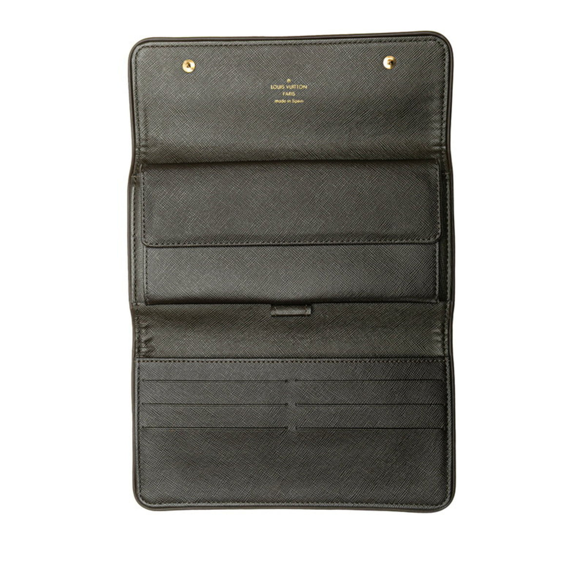 Louis Vuitton Brown Green Canvas Leather Long Wallet (Bi-Fold) (Pre-Owned)