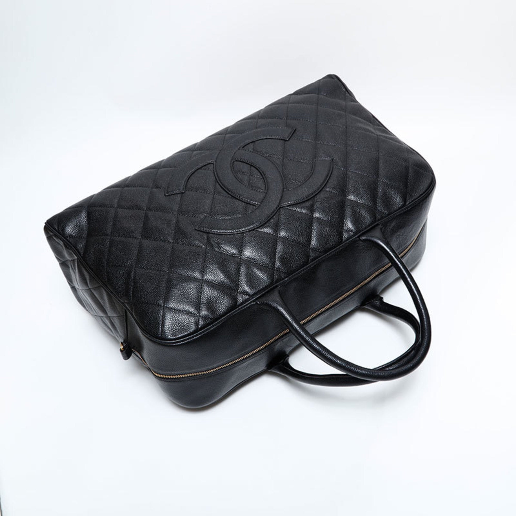 Chanel Matelasse Black Grained Calfskin Boston Bag (Pre-Owned)