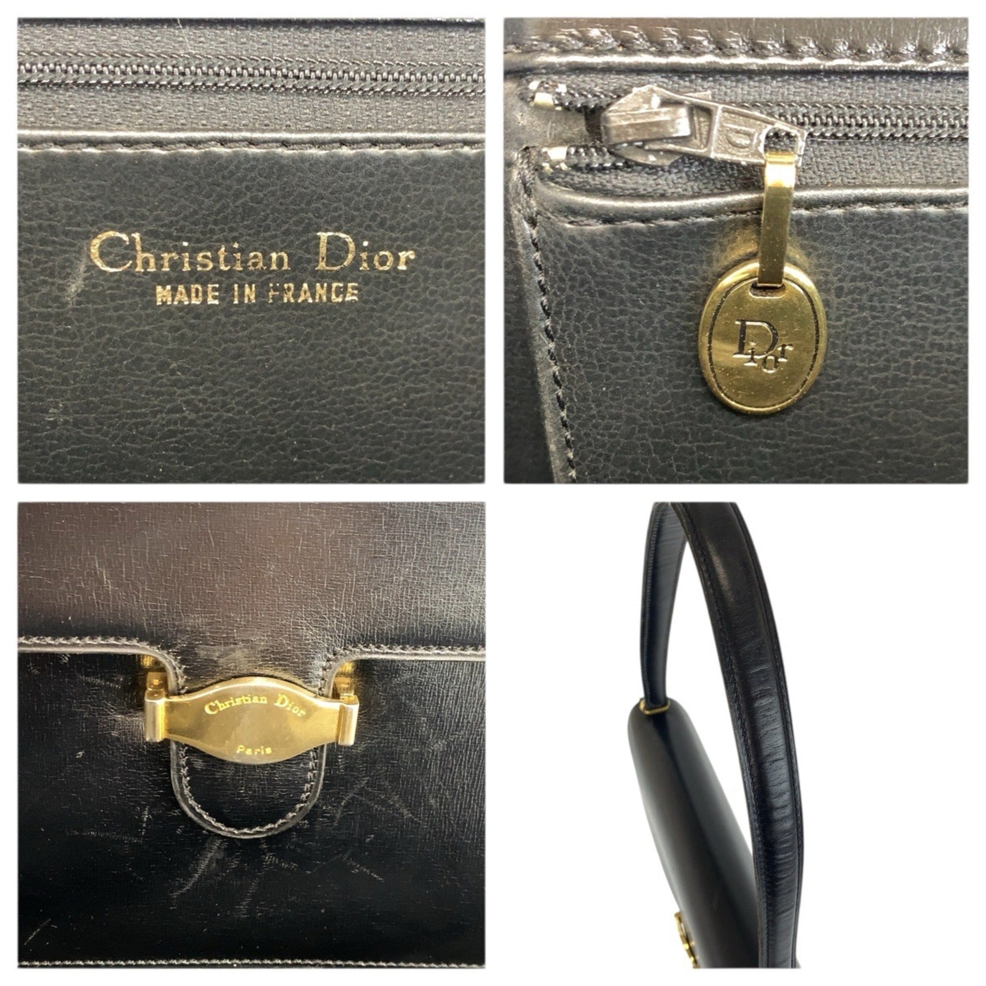 Christian Dior Black Leather Handbag Shoulder Bag (Pre-Owned)