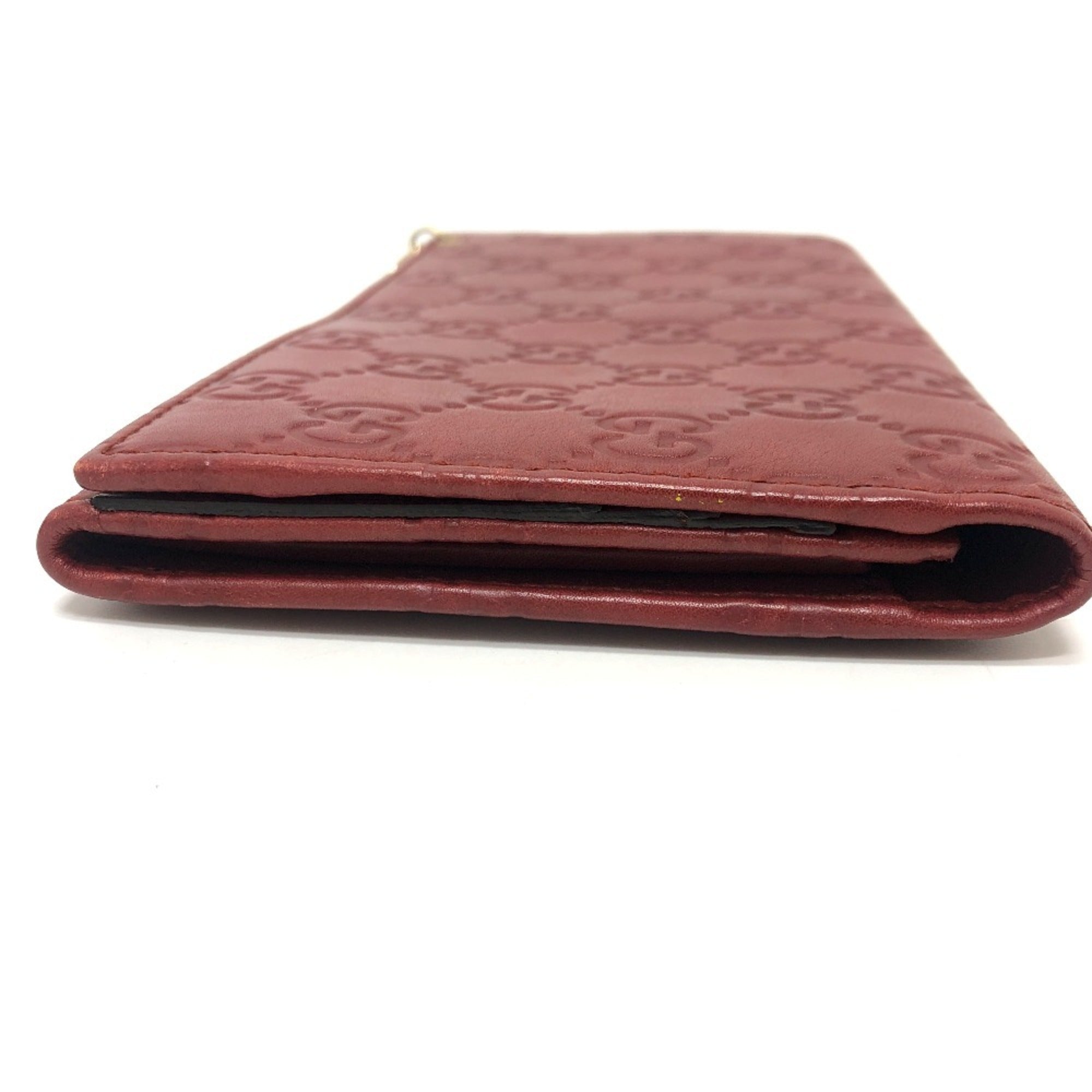 Gucci Red Color Gg Leather Long Wallet (Bi-Fold) (Pre-Owned)