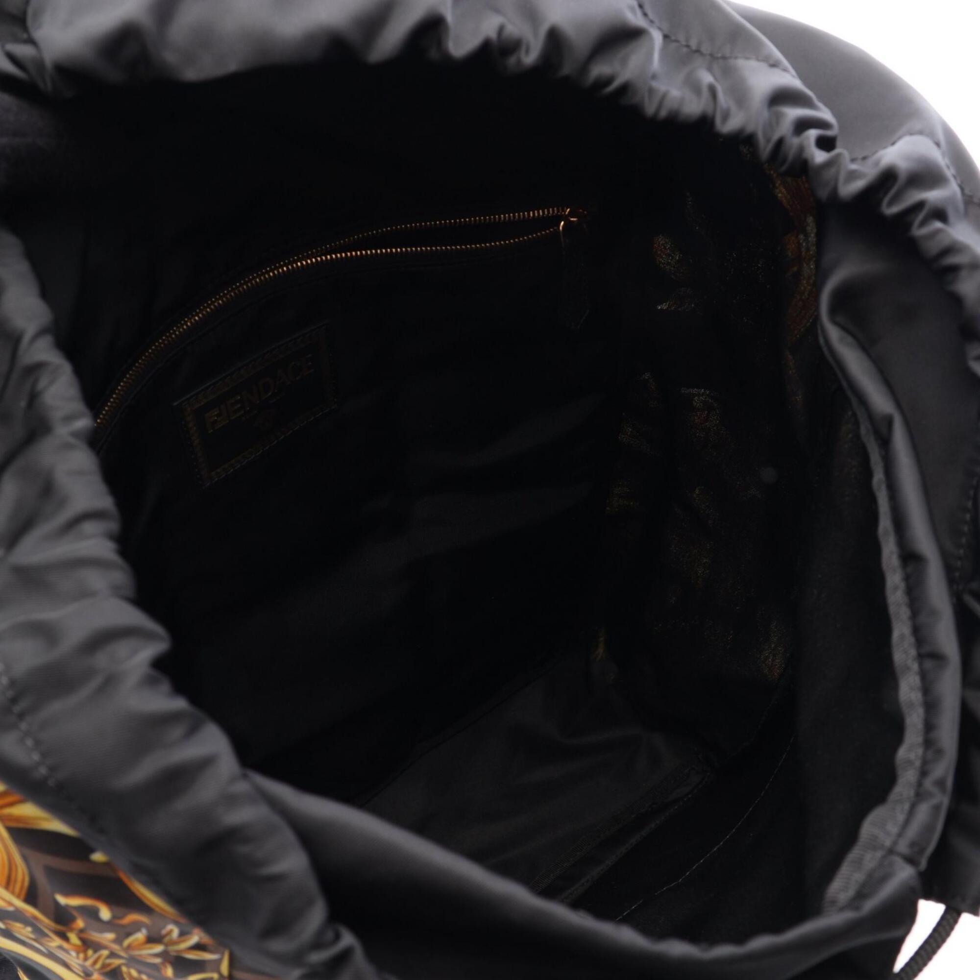 Fendi Black Multi-Color Nylon Leather Backpack Handbag (Pre-Owned)