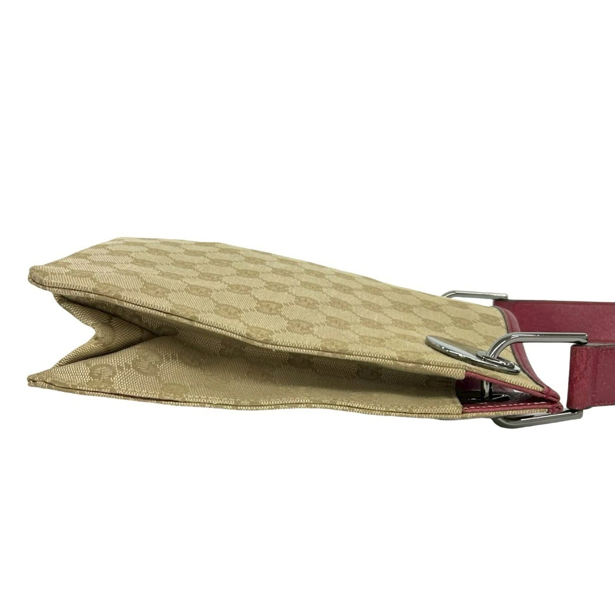 Gucci Beige Bordeaux Canvas Leather Pochette Shoulder Bag (Pre-Owned)