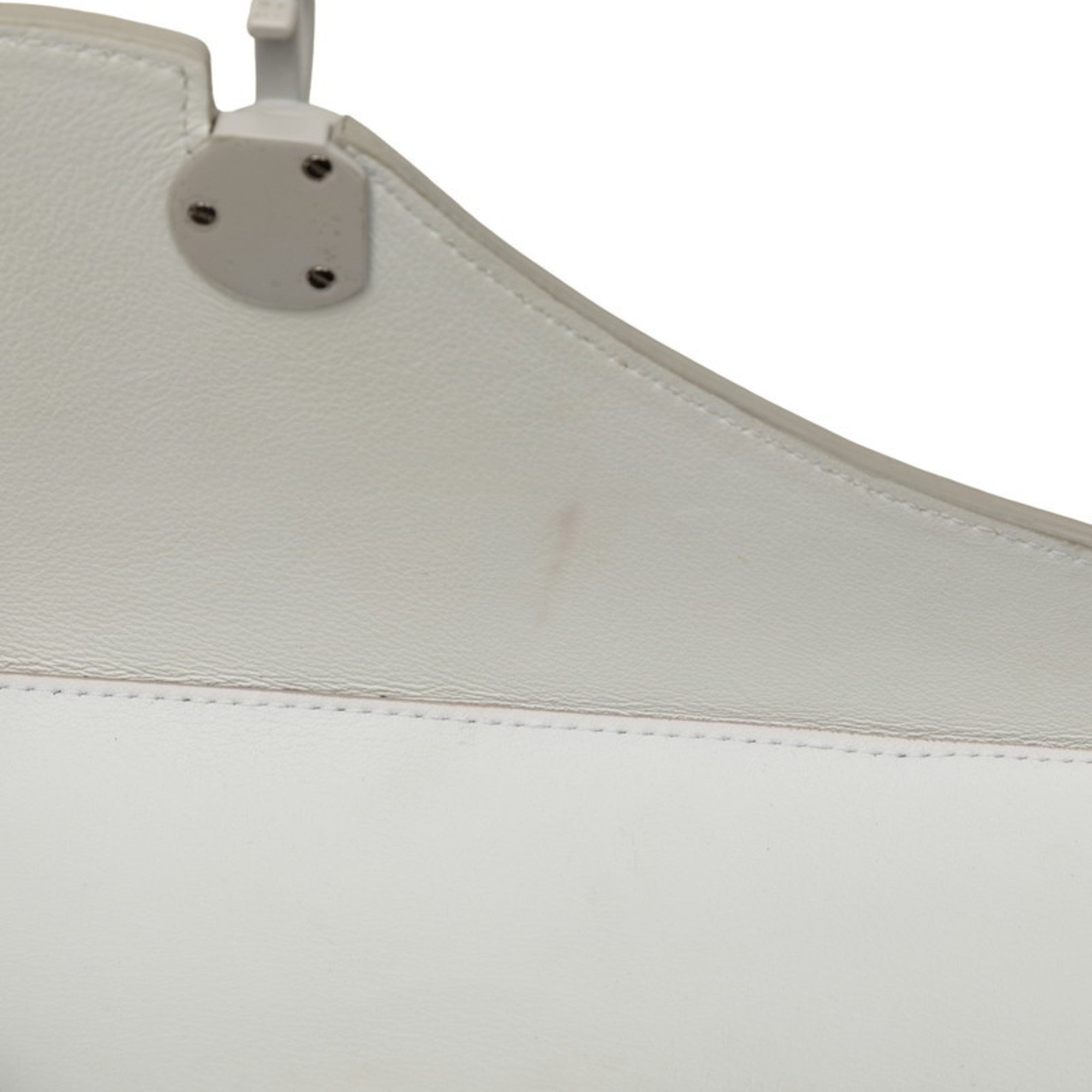 Christian Dior White Leather Saddle Bag Shoulder Bag (Pre-Owned)
