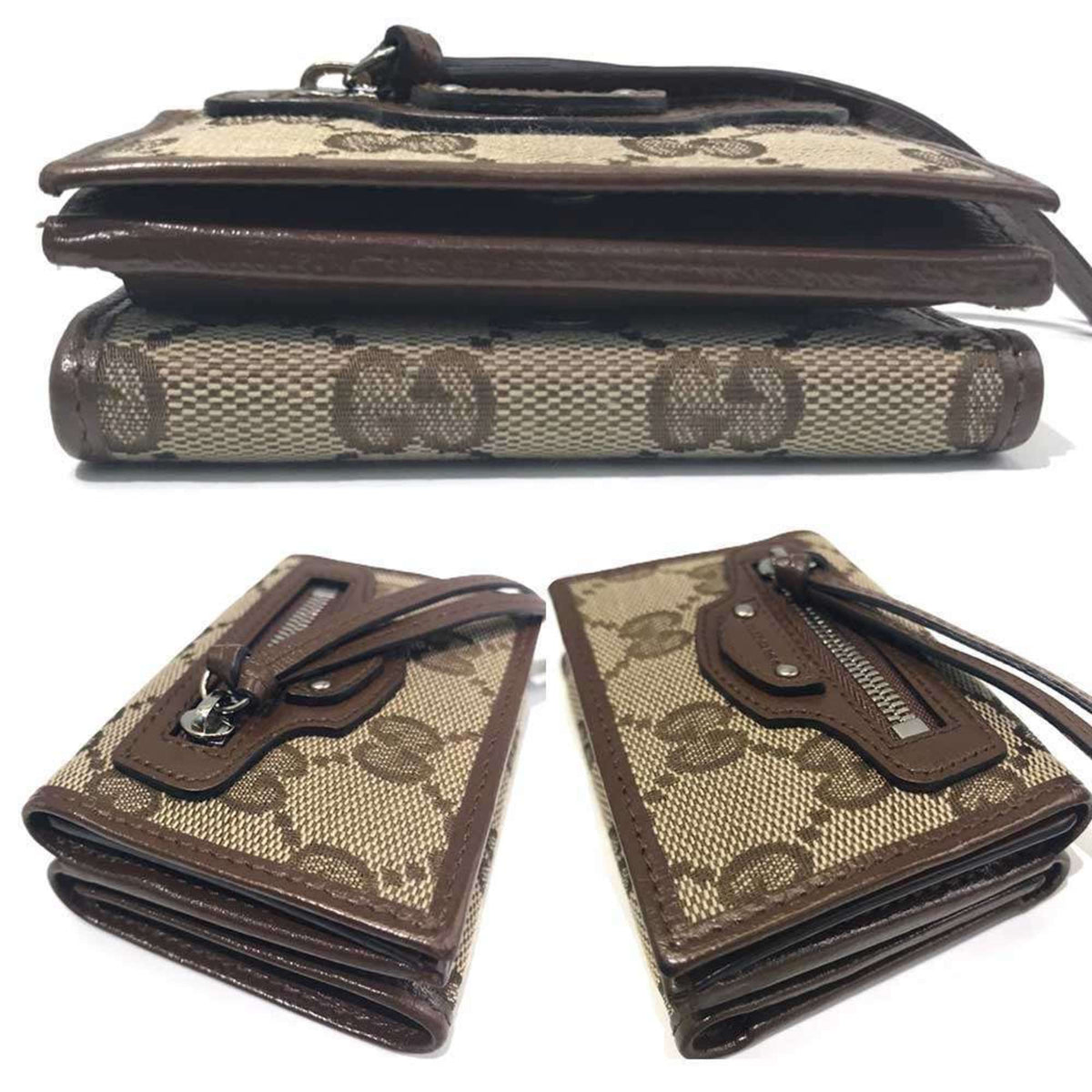 Gucci Canvas Leather Wallet (Tri-Fold) (Pre-Owned)