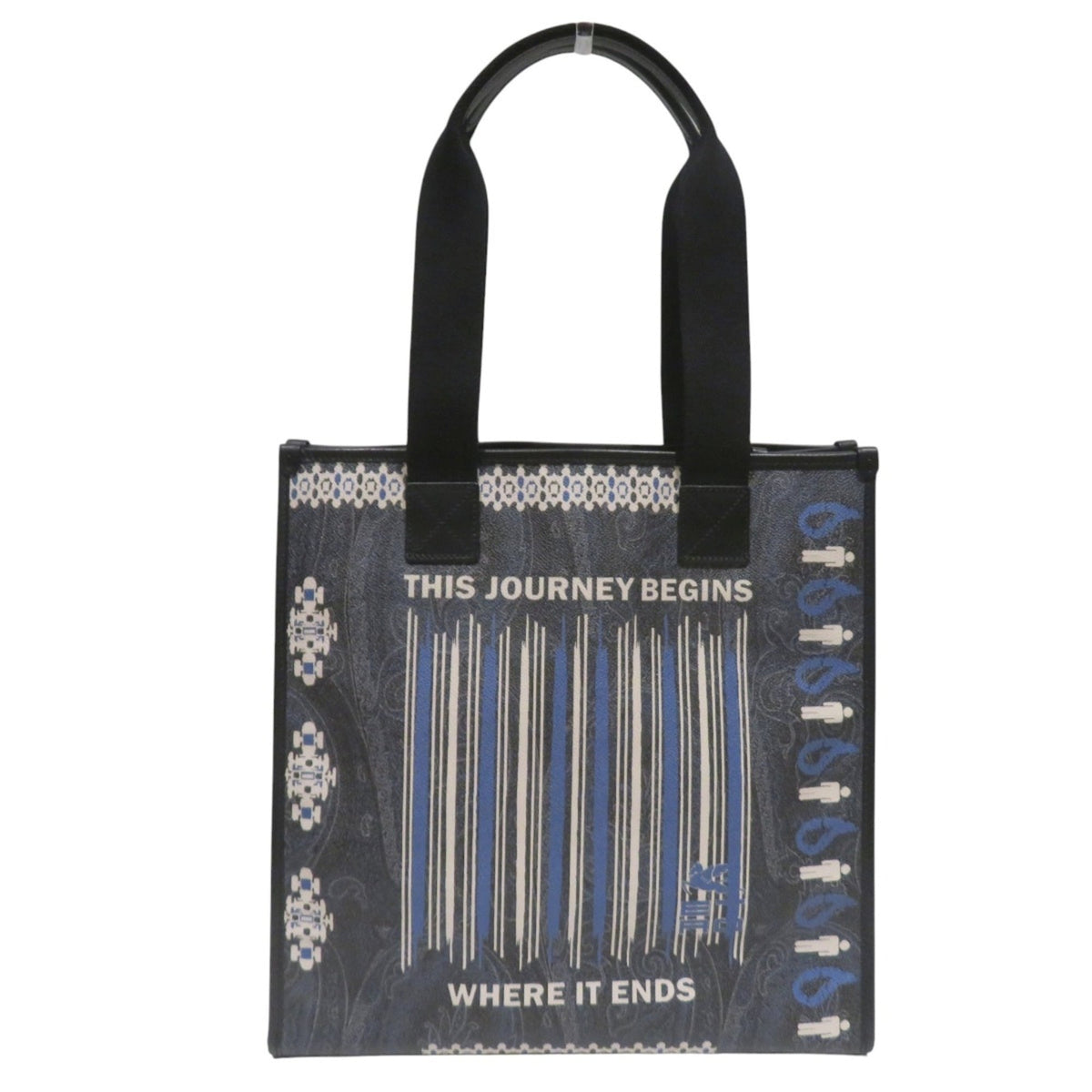 Etro Black Blue Gray Pvc Cotton Tote Bag (Pre-Owned)