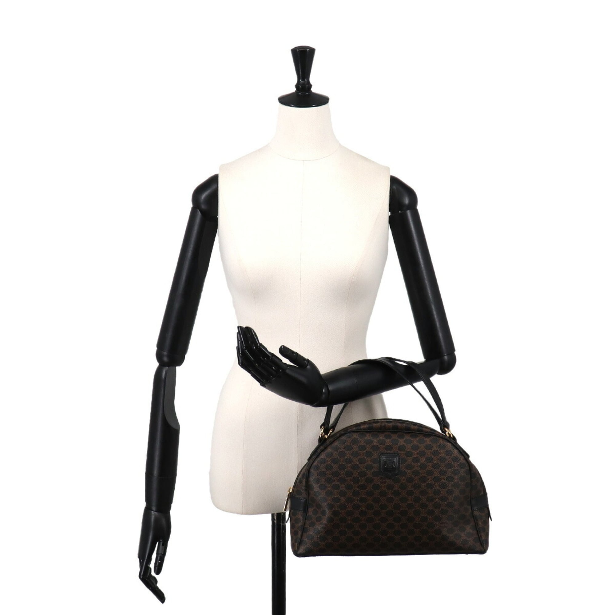 Celine Black Brown Faux Leather Handbag (Pre-Owned)