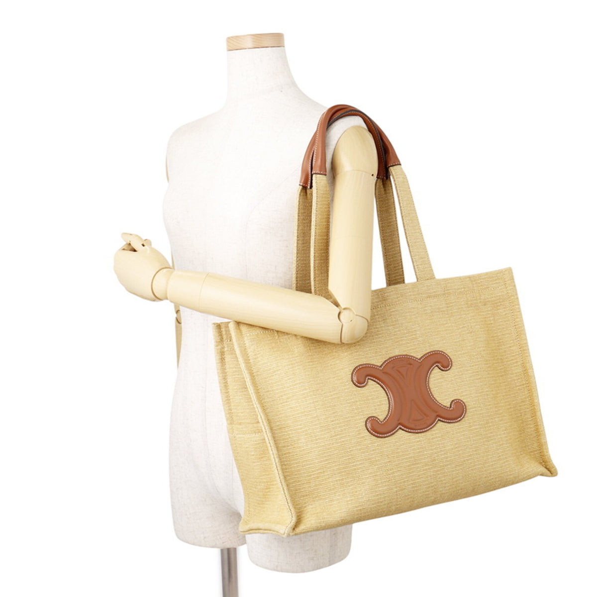 Celine Brown Canvas Leather Handbag Tote Bag (Pre-Owned)
