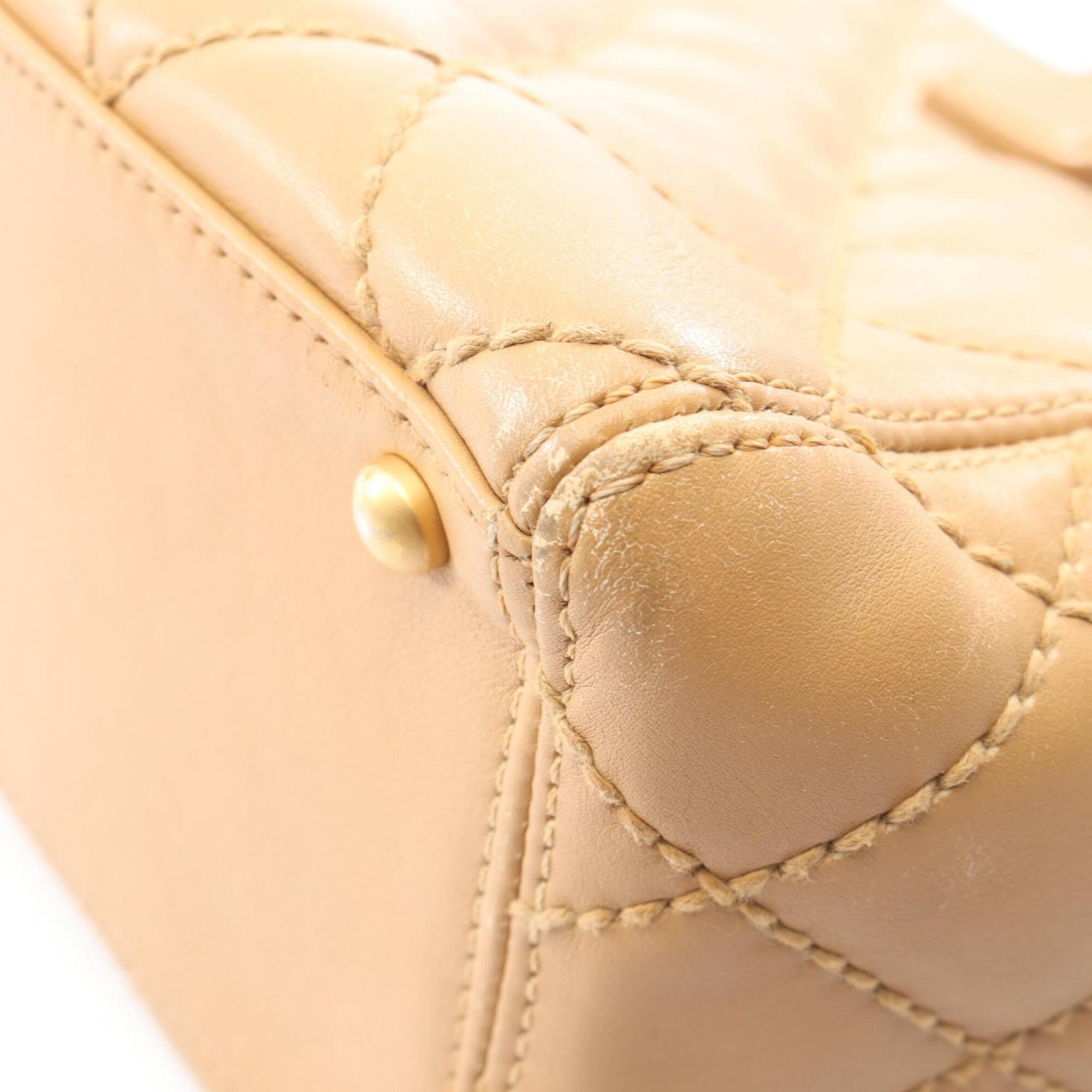 Chanel Beige Leather Handbag Tote Bag (Pre-Owned)