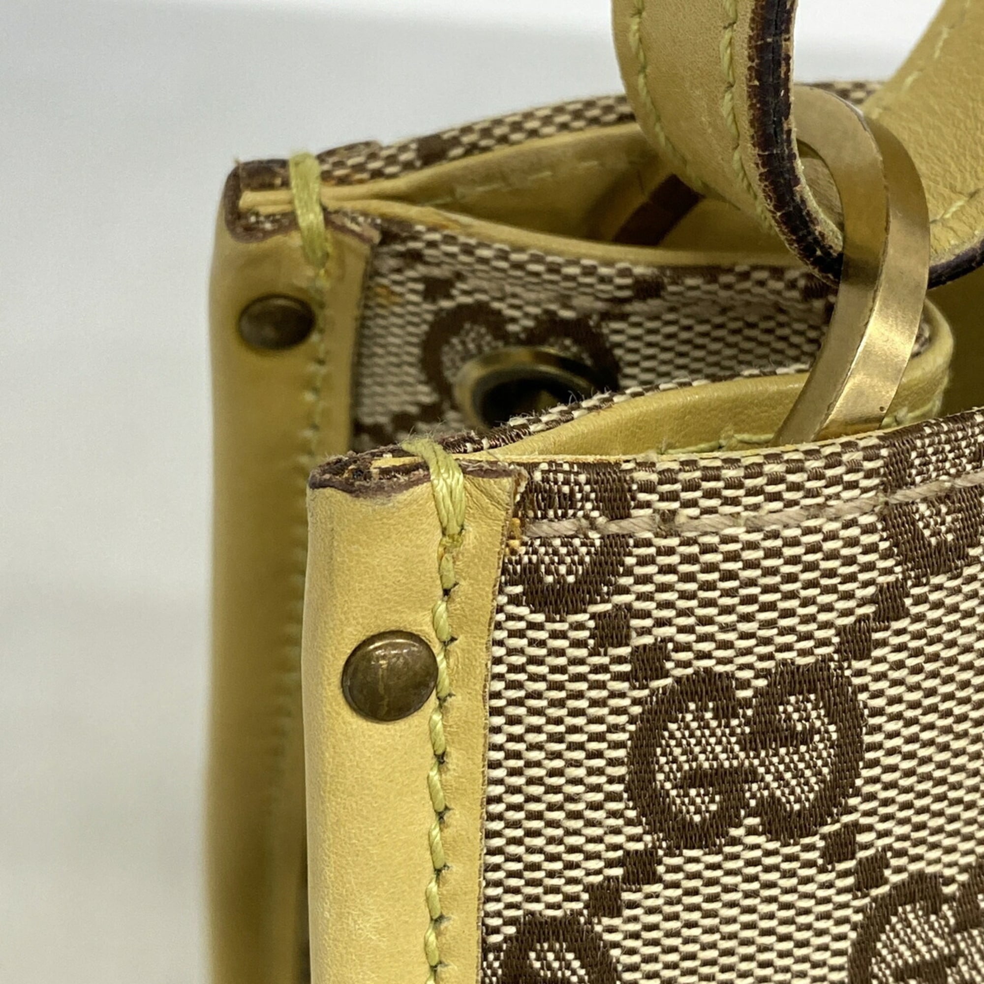 Gucci Brown Yellow Canvas Tote Bag (Pre-Owned)