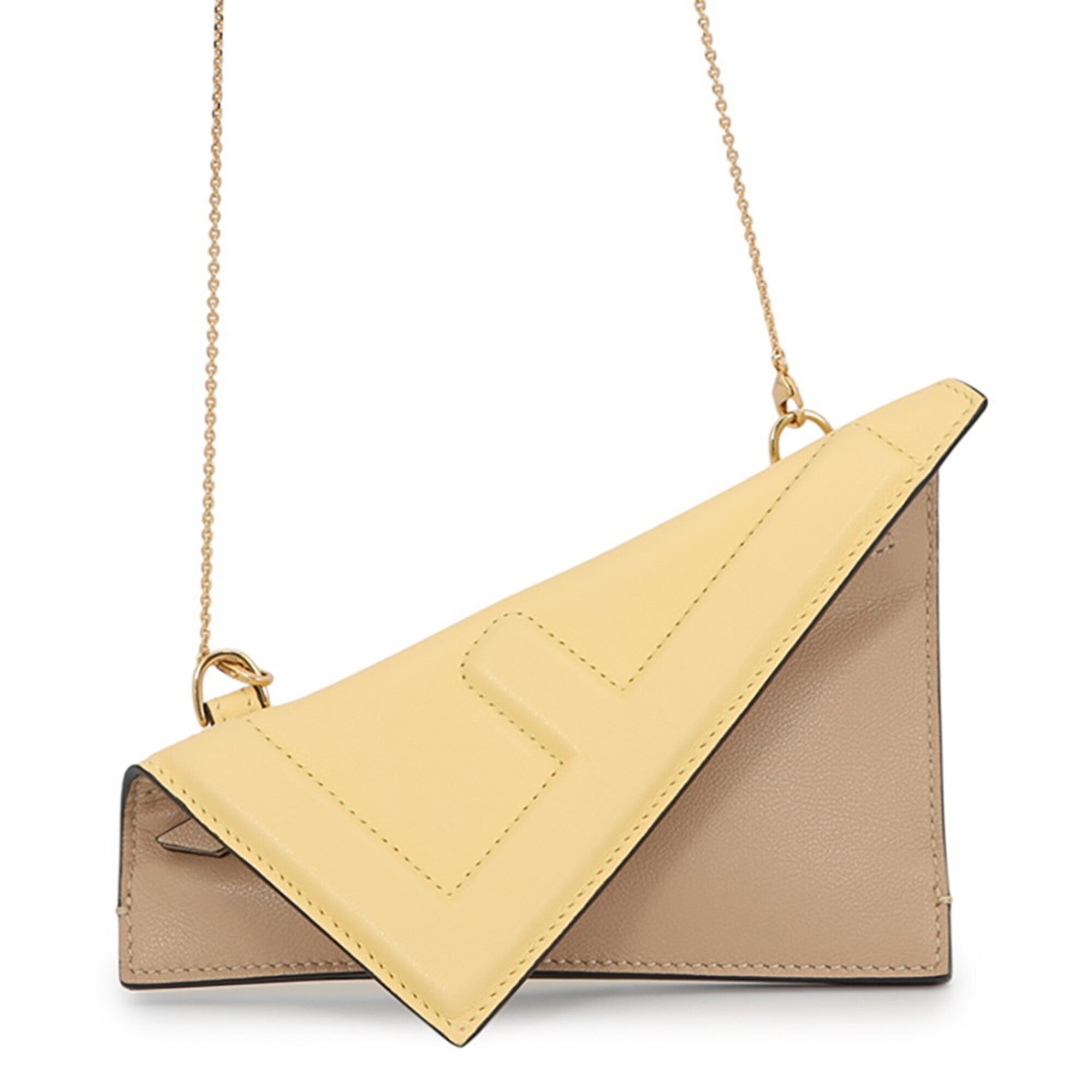 Fendi Camel Yellow Leather Handbag Pochette Pouch (Pre-Owned)