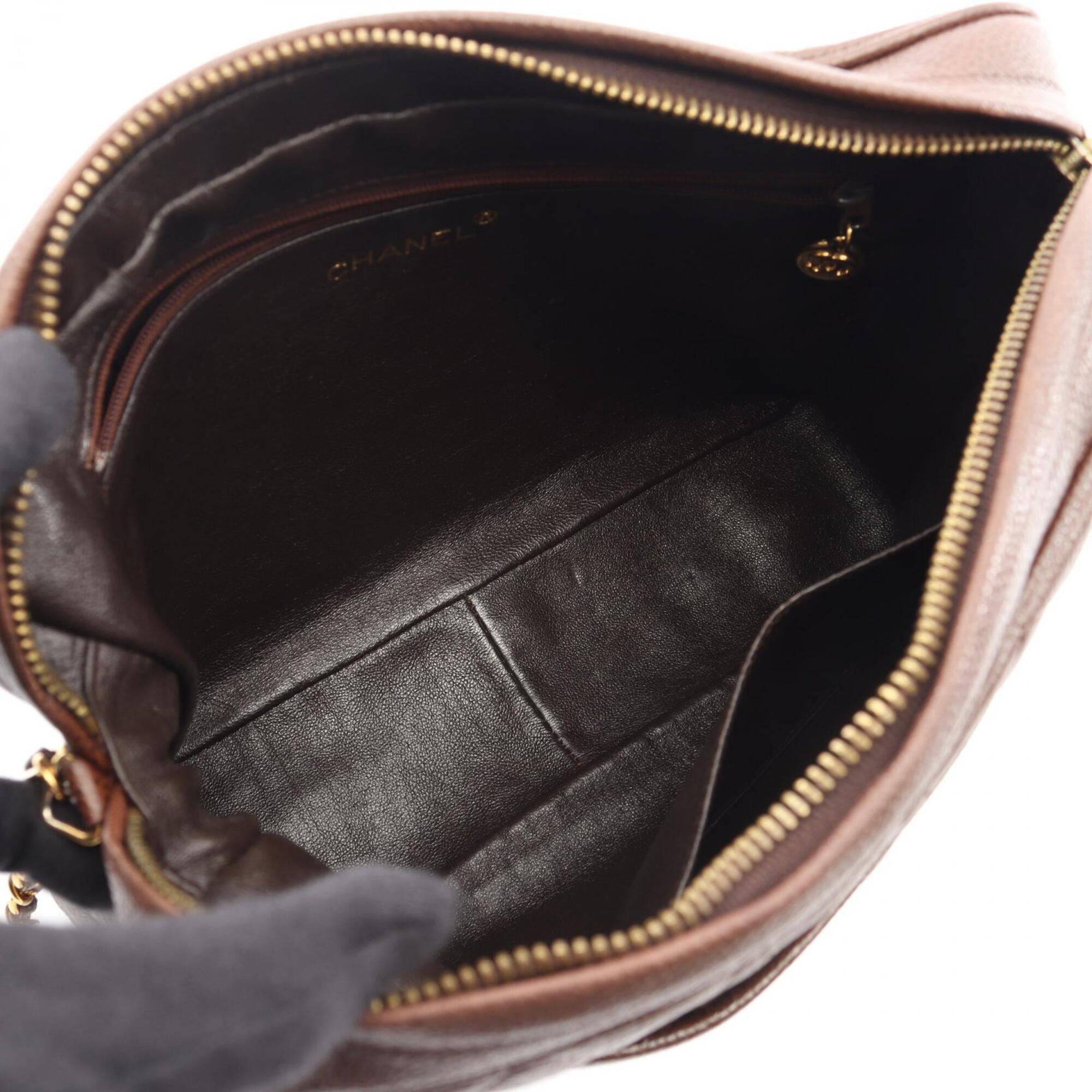 Chanel Brown Grained Calfskin Handbag Shoulder Bag (Pre-Owned)