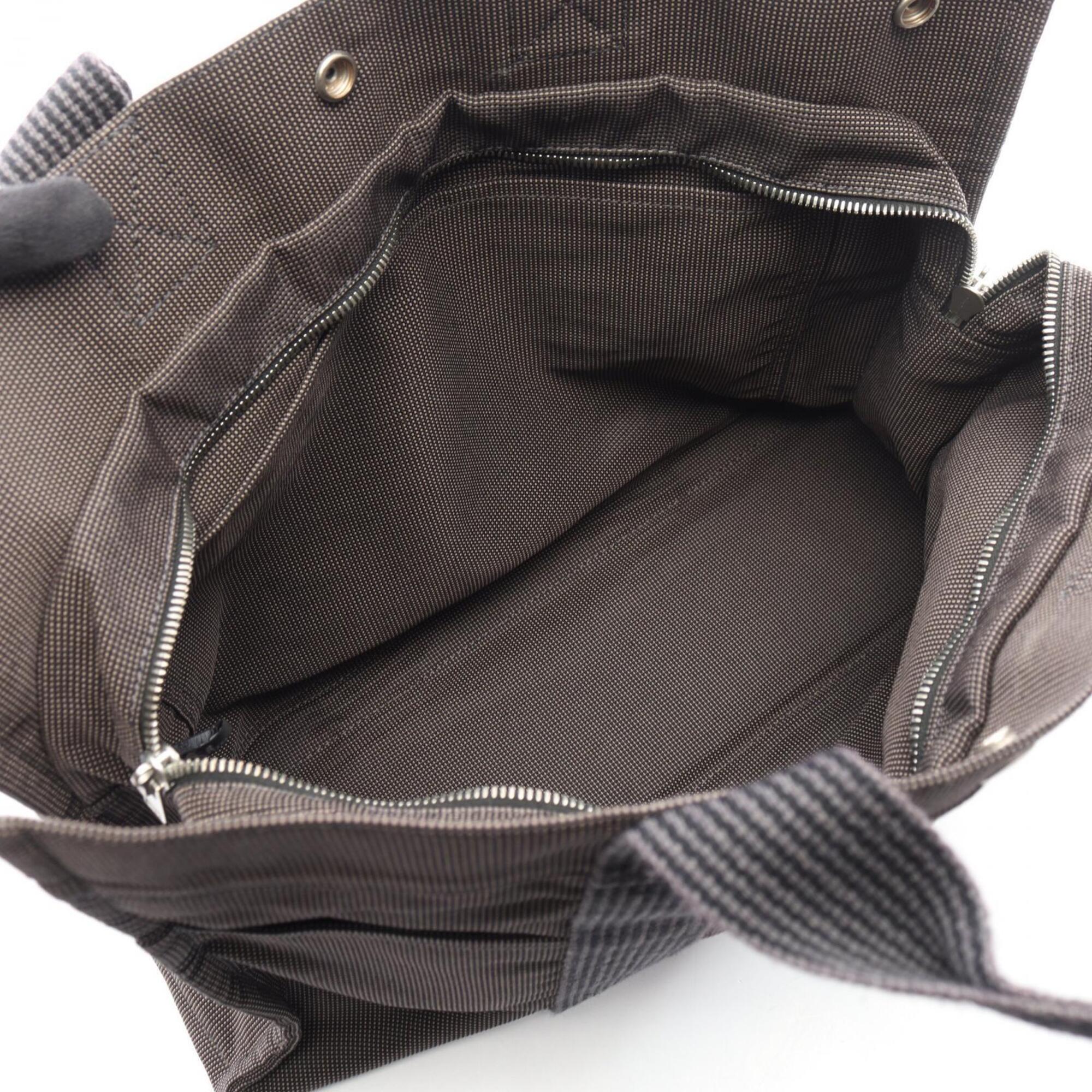 Hermes Gray Nylon Canvas Handbag Tote Bag (Pre-Owned)