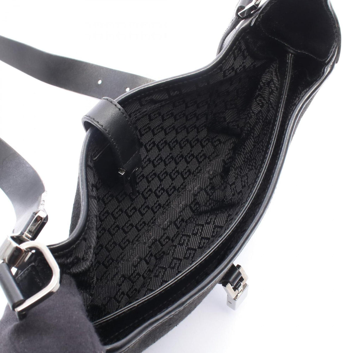 Gucci Black Canvas Leather Handbag Shoulder Bag (Pre-Owned)