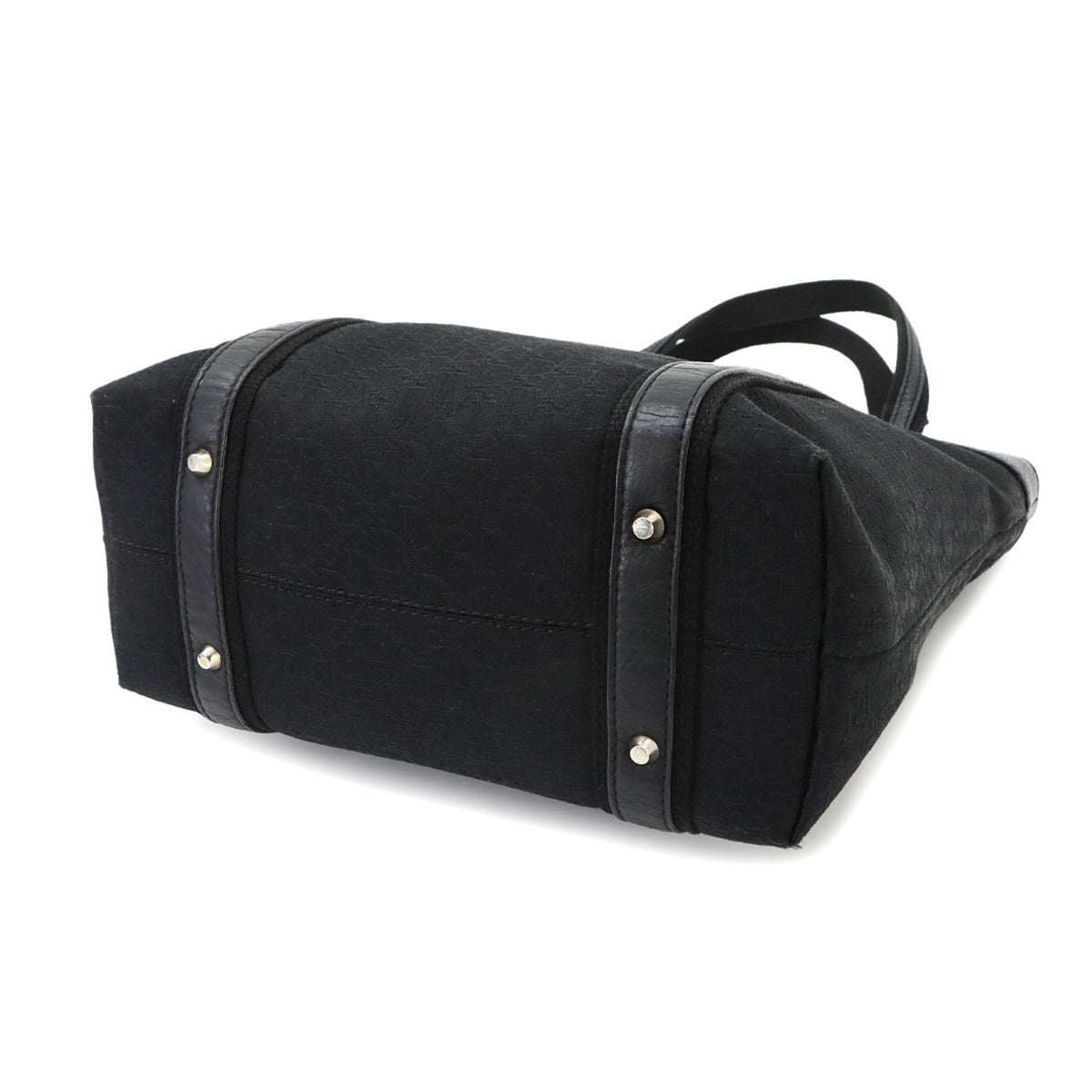 Christian Dior Trotter Black Canvas Leather Handbag Tote Bag (Pre-Owned)
