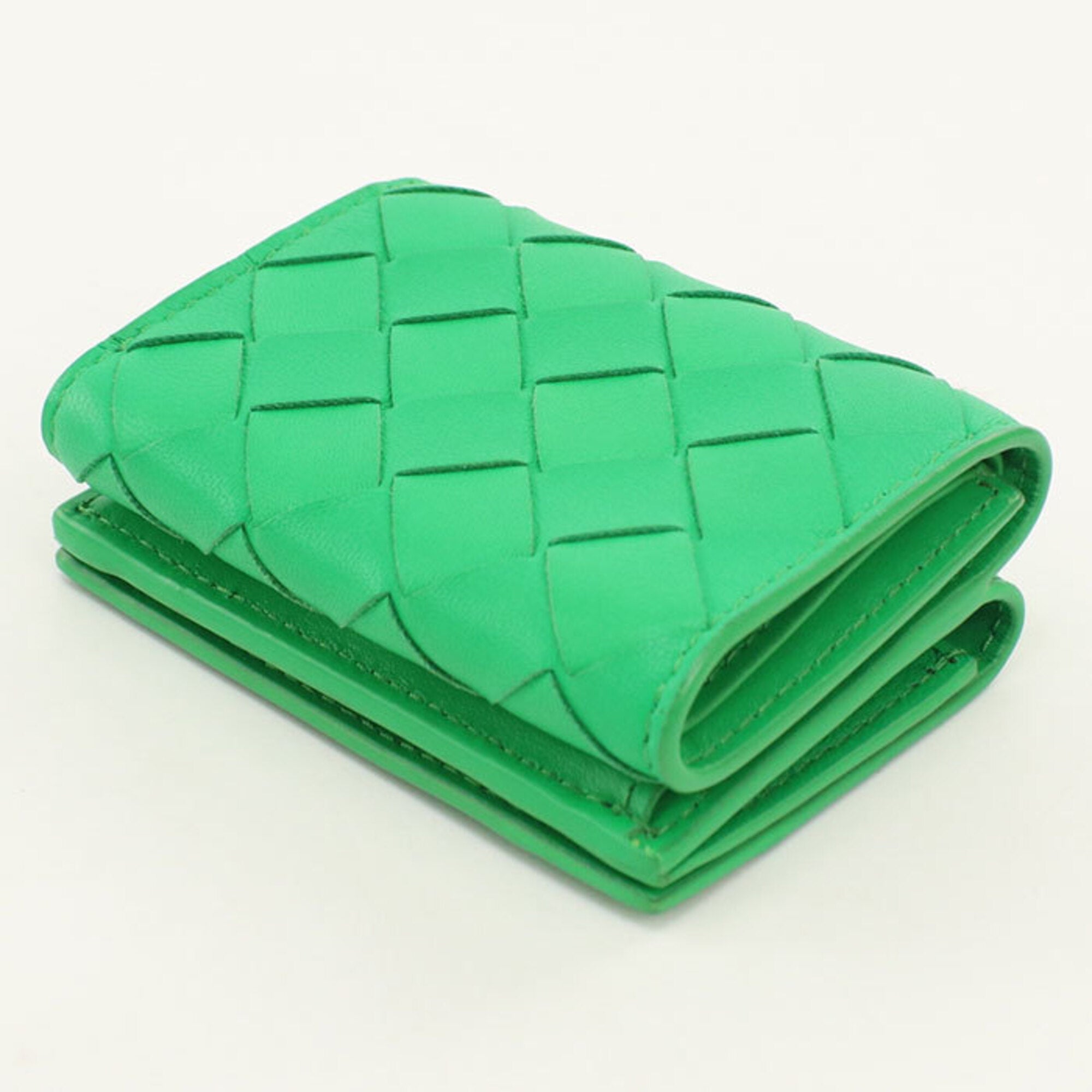 Bottega Veneta Green Leather Wallet (Tri-Fold) (Pre-Owned)