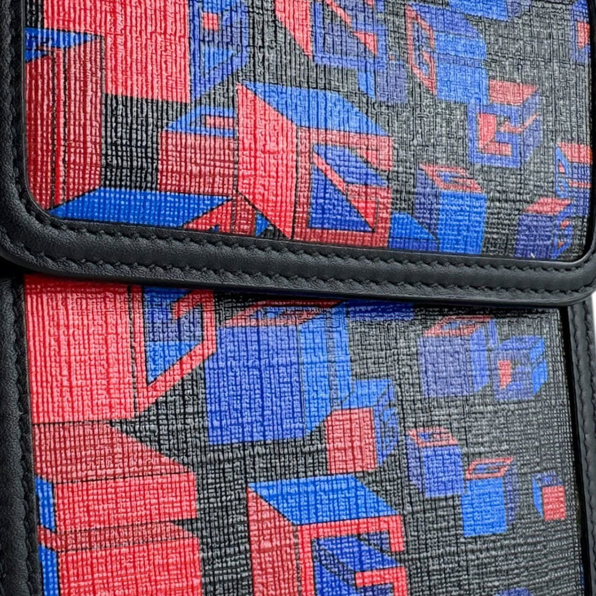 Gucci Black Blue Red Color Pvc Leather Shoulder Bag (Pre-Owned)