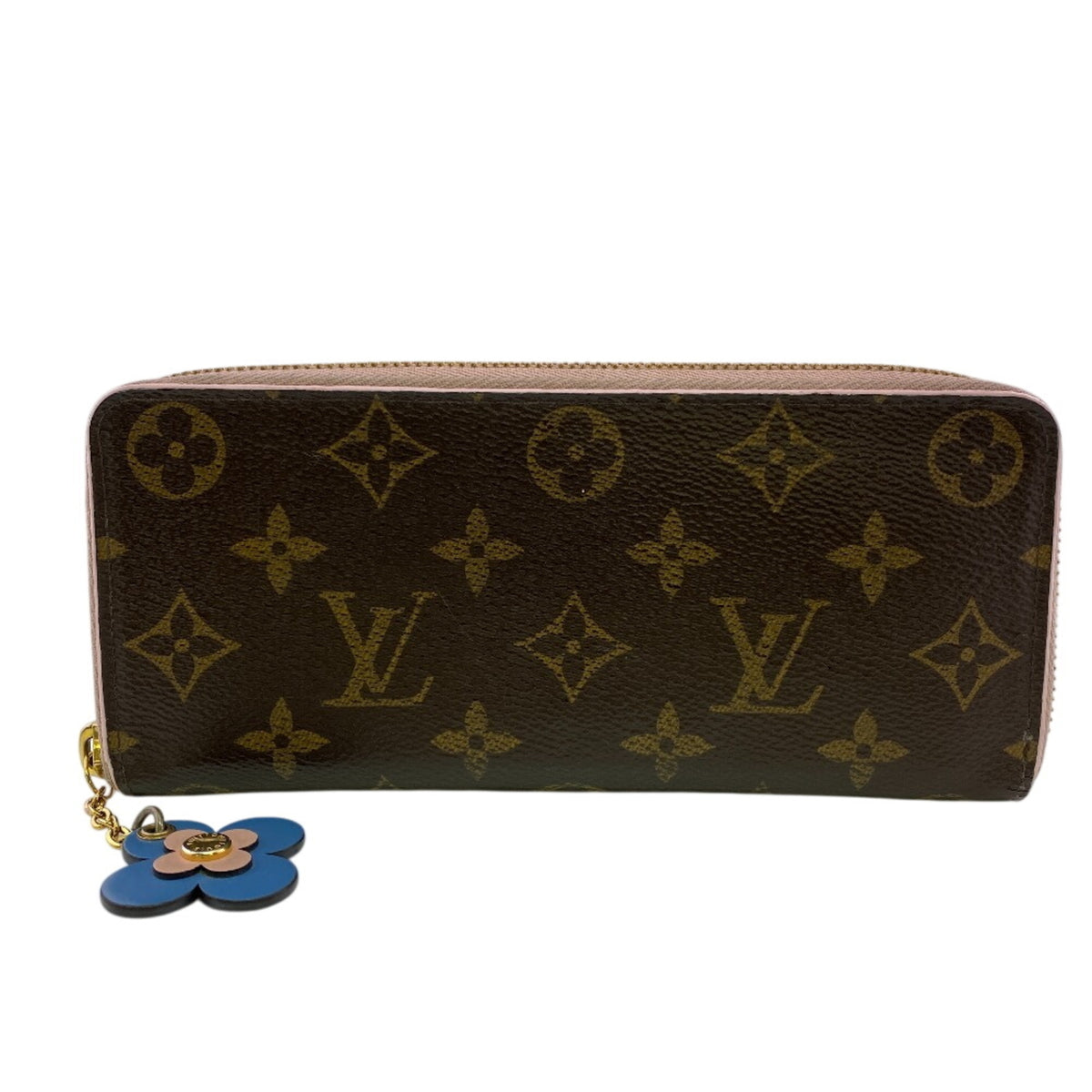 Louis Vuitton Monogram Blue Pink Leather Long Wallet (Bi-Fold) (Pre-Owned)