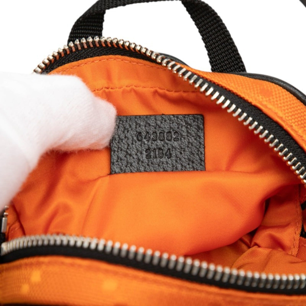 Gucci Black Orange Nylon Leather Shoulder Bag (Pre-Owned)