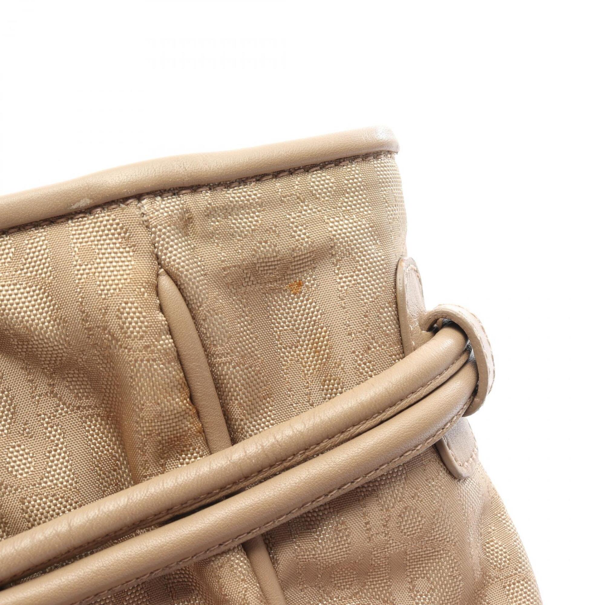 Christian Dior Beige Leather Nylon Canvas Handbag (Pre-Owned)