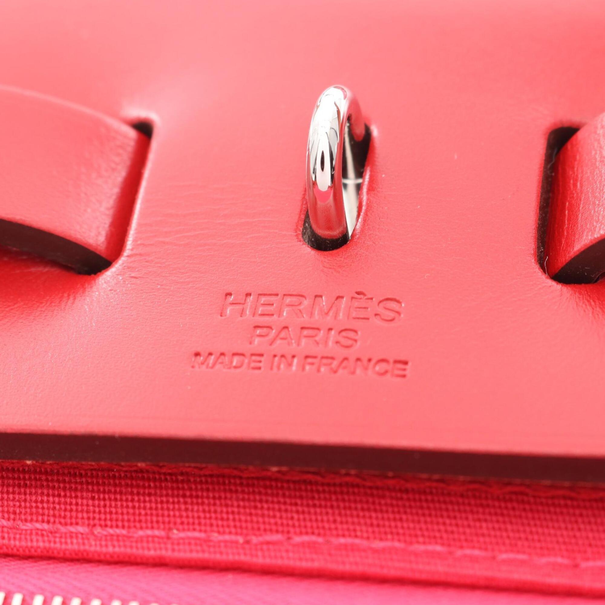 Hermes Bordeaux Pink Red Color Toile Officier Handbag (Pre-Owned)