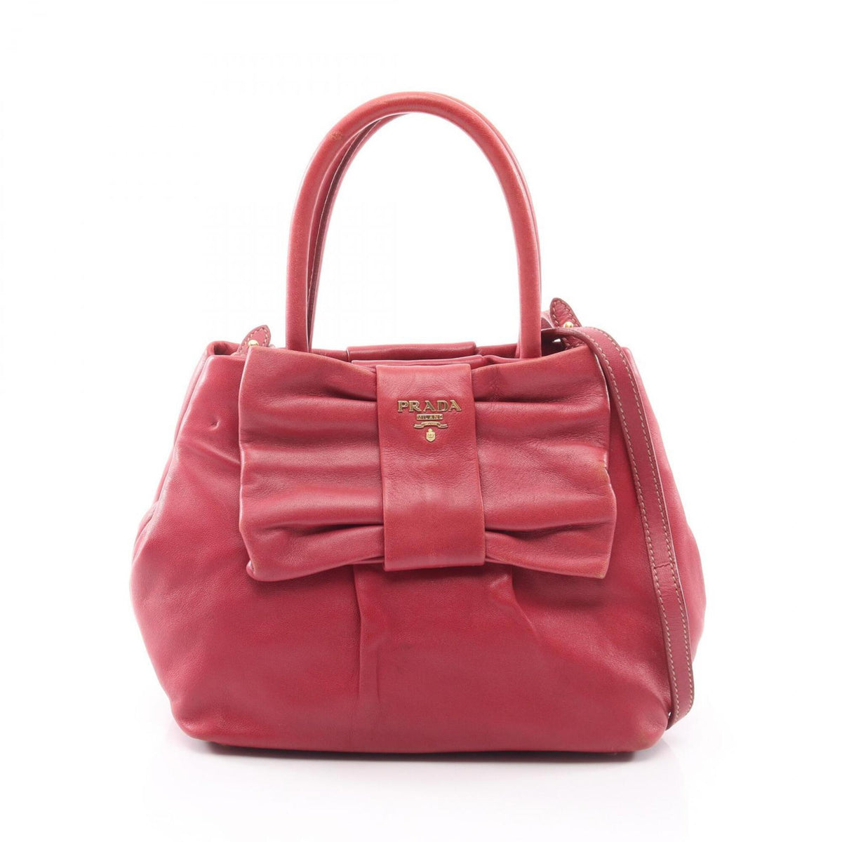Prada Red Color Leather Handbag (Pre-Owned)